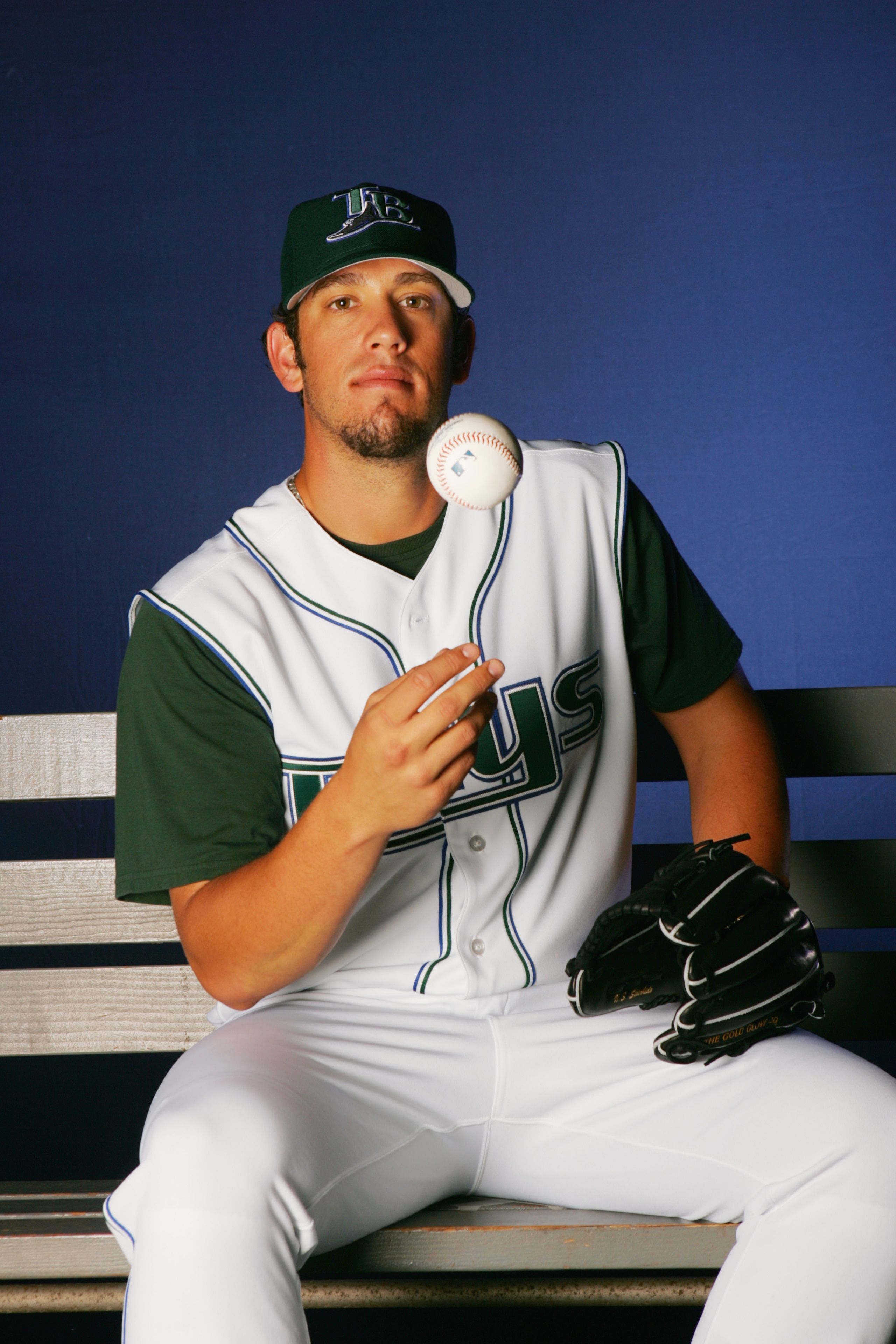 ST. PETERSBURG, FL - FEBRUARY 23:  James Shields #50 poses during Tampa Bay Devil Rays photo day February 23, 2006 at the Raymond A. Naimoli Baseball Complex in St. Petersburg, Florida. (Photo by Jamie Squire/Getty Images)