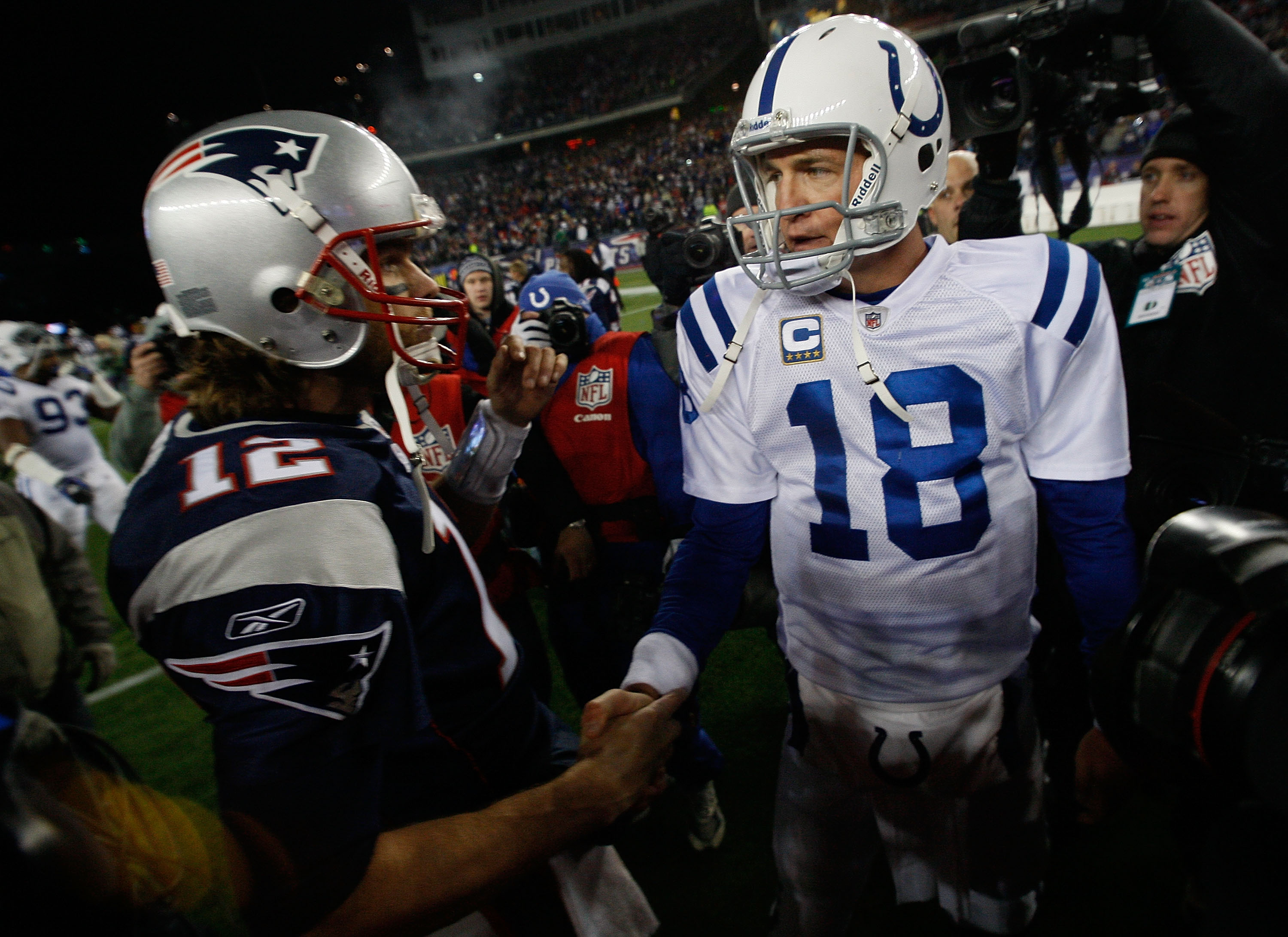 New England Patriots on X: #TBT - Tom Brady & Peyton Manning