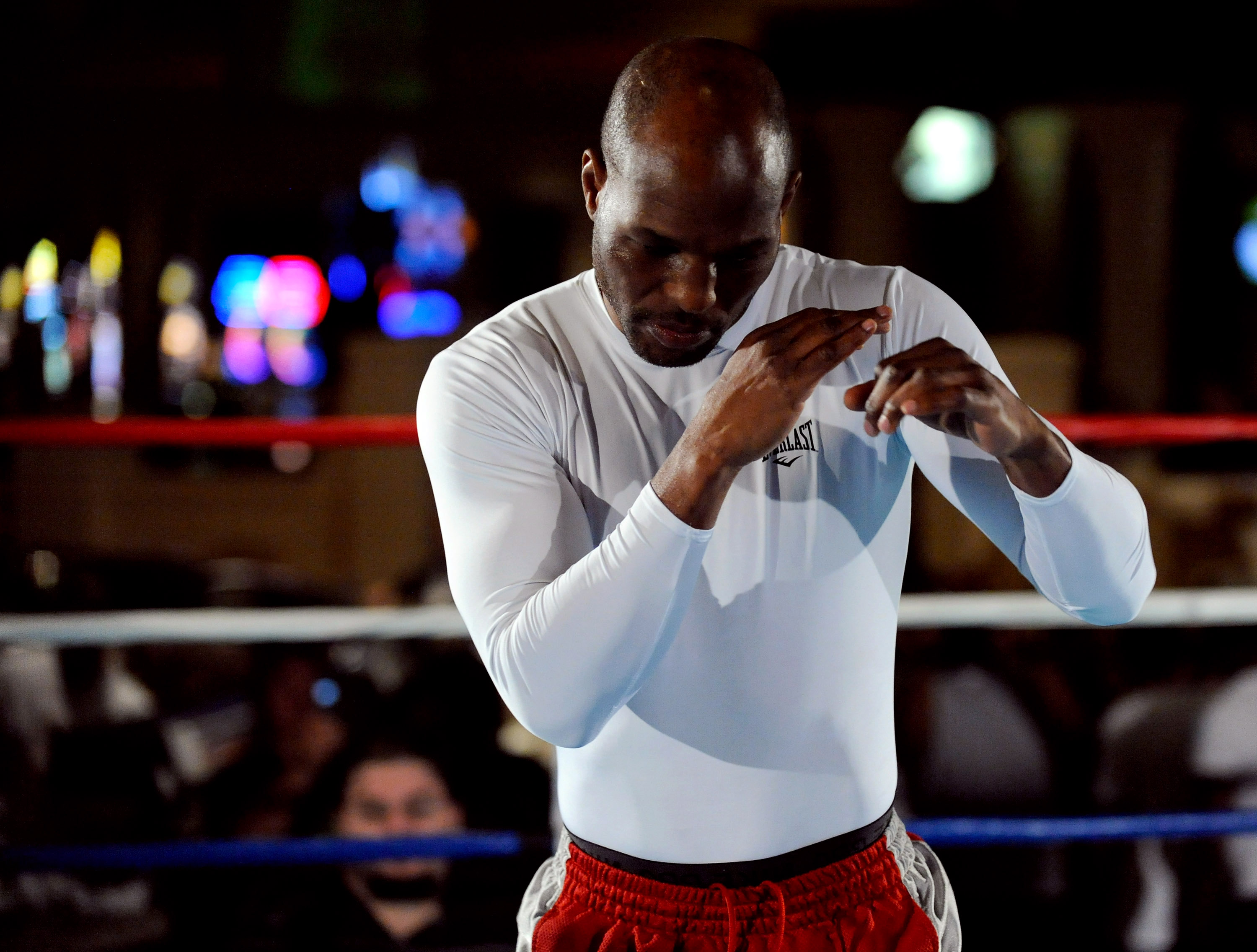 LAS VEGAS - MARCH 30: Boxer Bernard Hopkins works out at the Mandalay Bay Resort & Casino March 30, 2010 in Las Vegas, Nevada. Hopkins will face Roy Jones Jr. in a light heavyweight bout on April 3 in Las Vegas. (Photo by Ethan Miller/Getty Images)