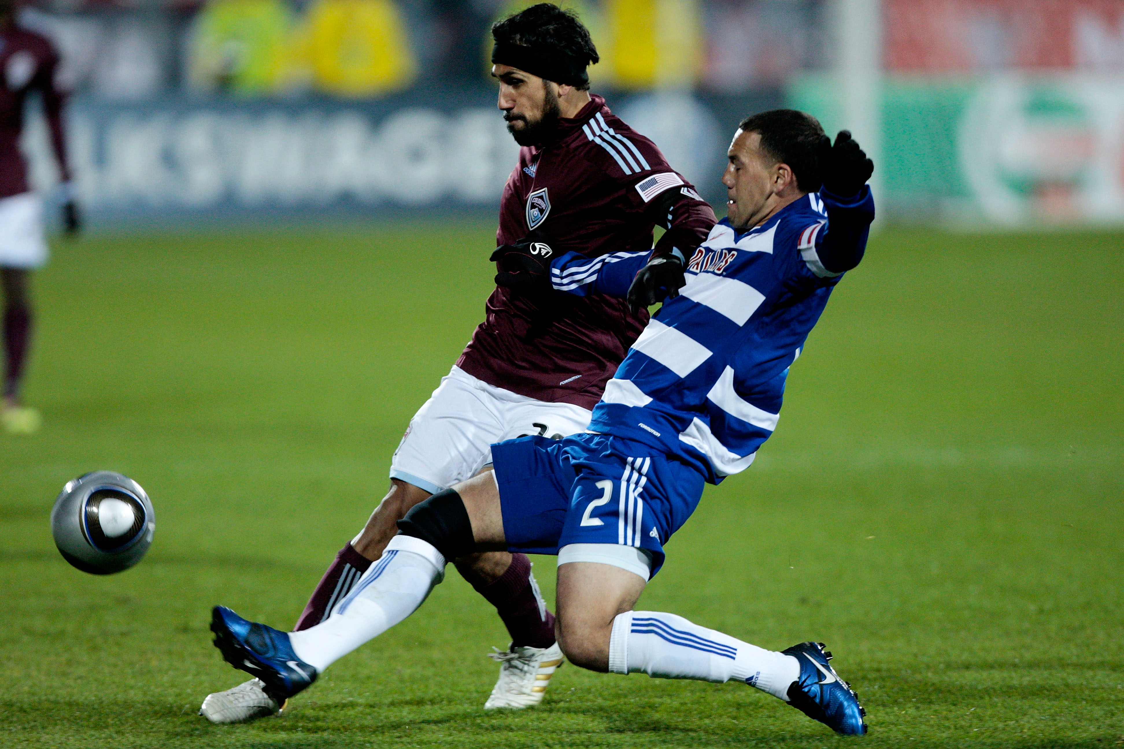 TORONTO, ON - NOVEMBER 21:  Captain Pablo Mastroeni #25 of the Colorado Rapids battles for the ball against Daniel Hernandez #2 of FC Dallas during the first half of the 2010 MLS Cup match at BMO Field on November 21, 2010 in Toronto, Canada.  (Photo by A