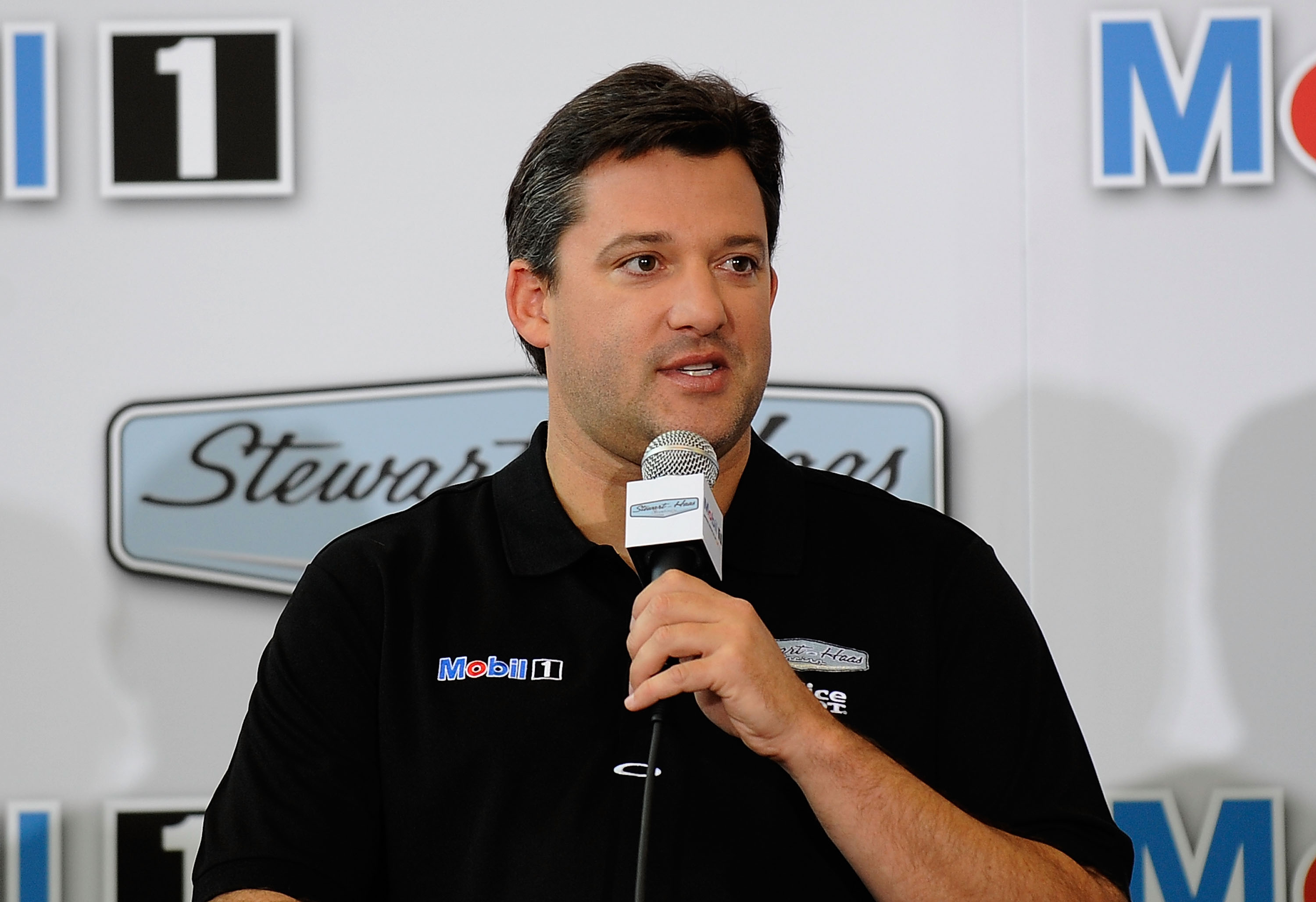 KANNAPOLIS, NC - OCTOBER 12:  Tony Stewart, Stewart-Haas Racing's driver/owner, announced Mobil 1 as his co-primary sponsor with Office Depot beginning in 2011 at Stewart-Haas Racing on October 12, 2010 in Kannapolis, North Carolina.  (Photo by Rusty Jarr
