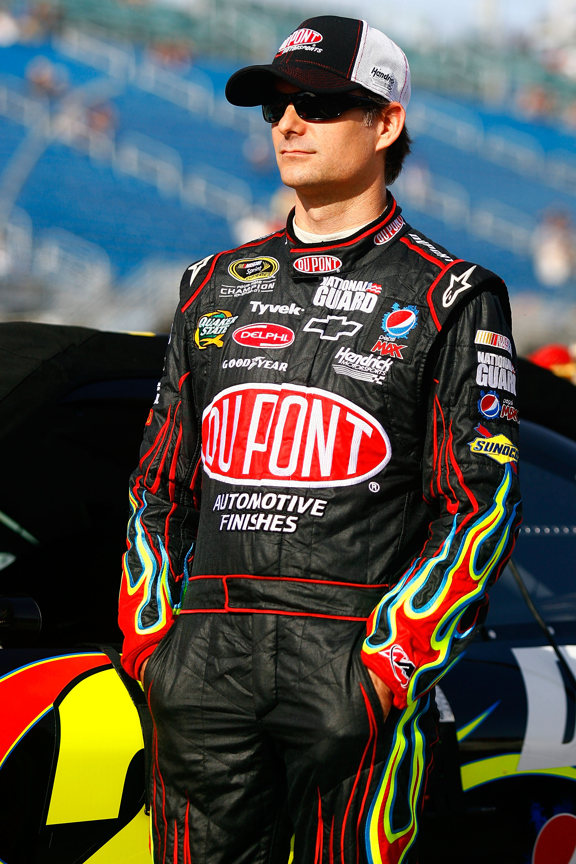 HOMESTEAD, FL - NOVEMBER 19:  Jeff Gordon, driver of the #24 DuPont Chevrolet, stands in the grid during qualifying for the NASCAR Sprint Cup Series Ford 400 at Homestead-Miami Speedway on November 19, 2010 in Homestead, Florida.  (Photo by Jason Smith/Ge
