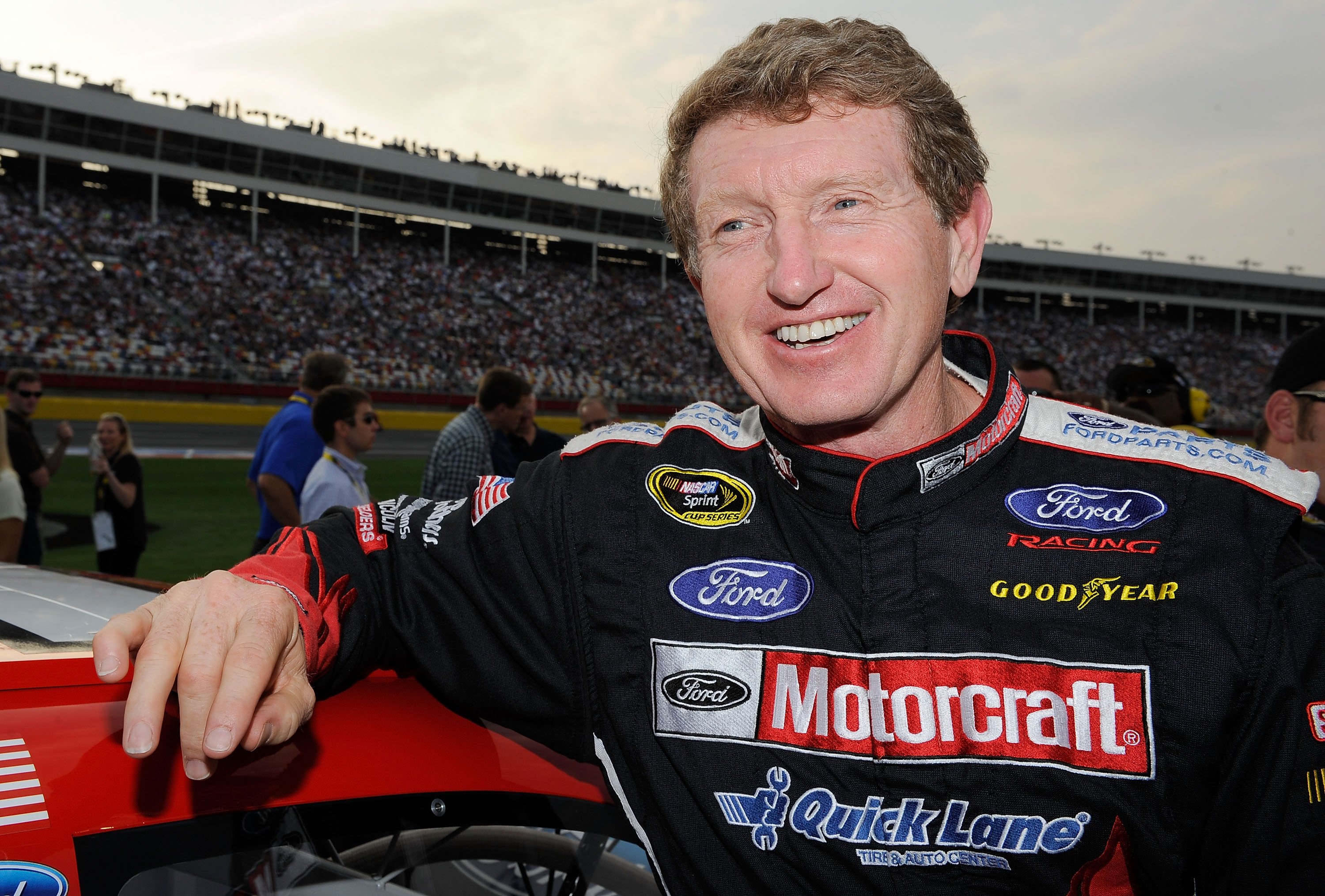 CONCORD, NC - MAY 22:  Bill Elliott, driver of the #21 Motorcraft Ford, stands next to his car on the grid prior to the start of the NASCAR Sprint Showdown at Charlotte Motor Speedway on May 22, 2010 in Concord, North Carolina.  (Photo by Rusty Jarrett/Ge