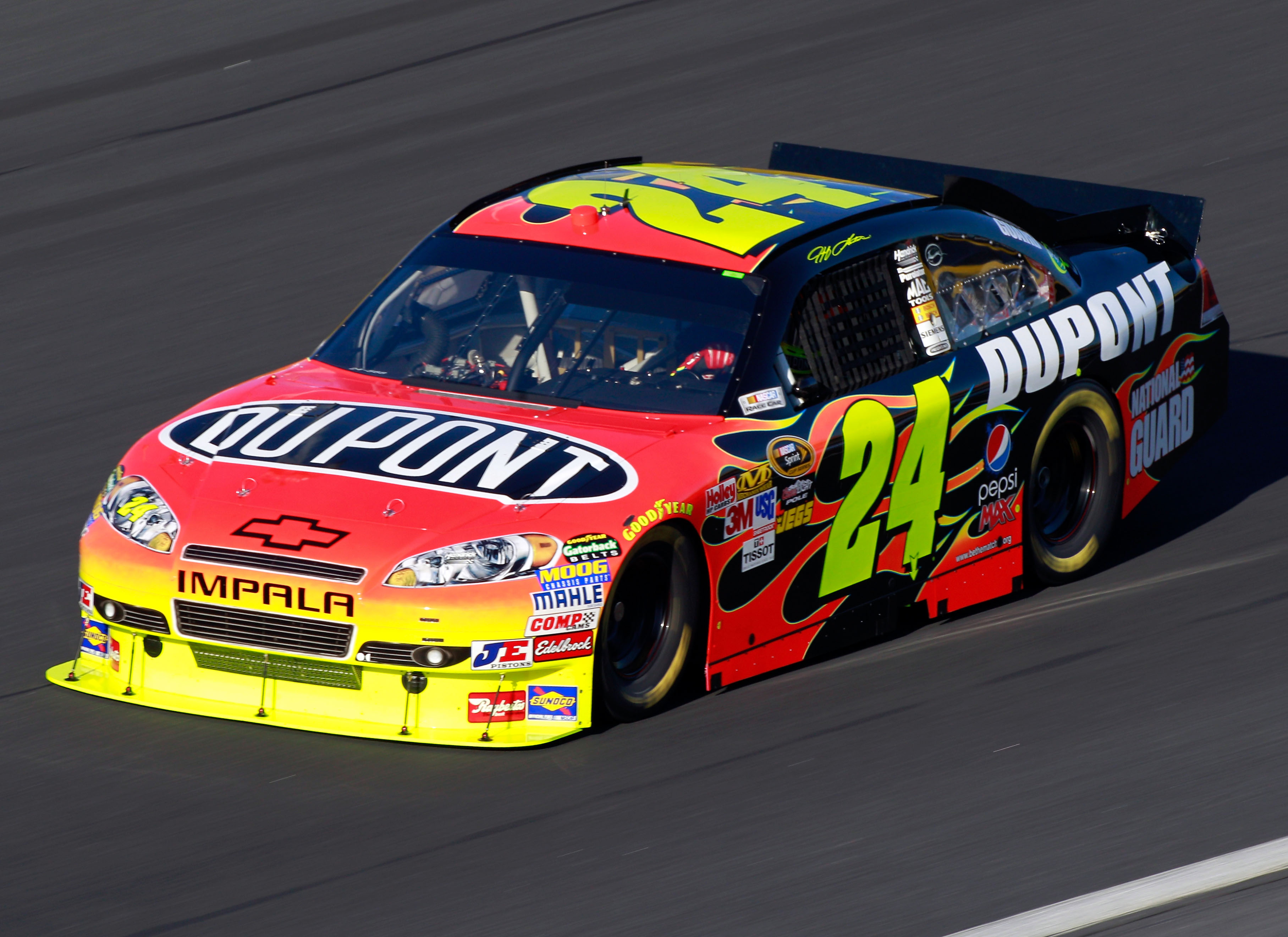CONCORD, NC - OCTOBER 15:  Jeff Gordon drives the #24 DuPont Chevrolet during practice for the NASCAR Sprint Cup Series Bank of America 500 at Charlotte Motor Speedway on October 15, 2010 in Concord, North Carolina.  (Photo by Sam Greenwood/Getty Images)