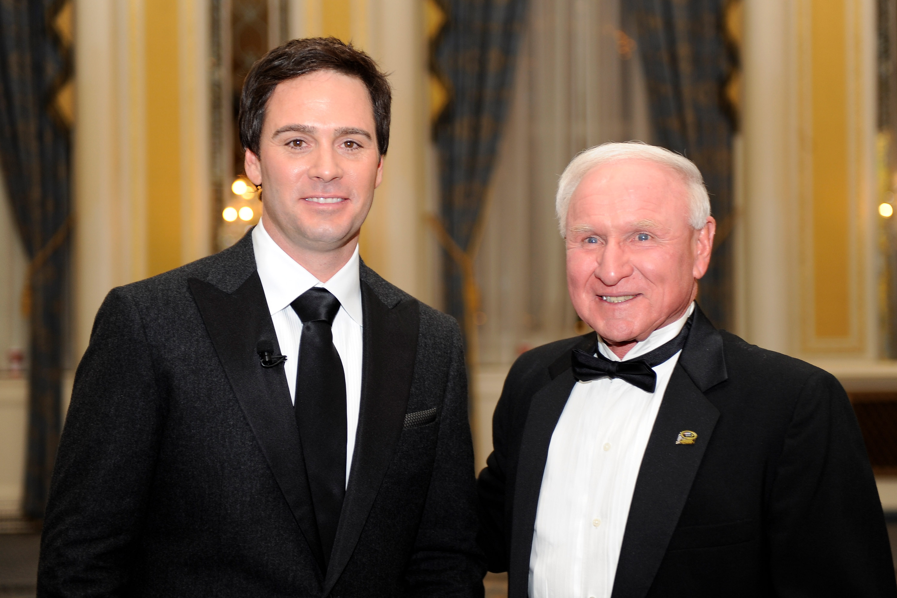NEW YORK - DECEMBER 05: (L-R) Three time cup series champions Jimmie Johnson and Cale yarborough pose after the NASCAR Sprint Cup Series Awards Ceremony at the Waldorf Astoria on December 5, 2008 in New York City. (Photo by Rusty Jarrett/Getty Images fo