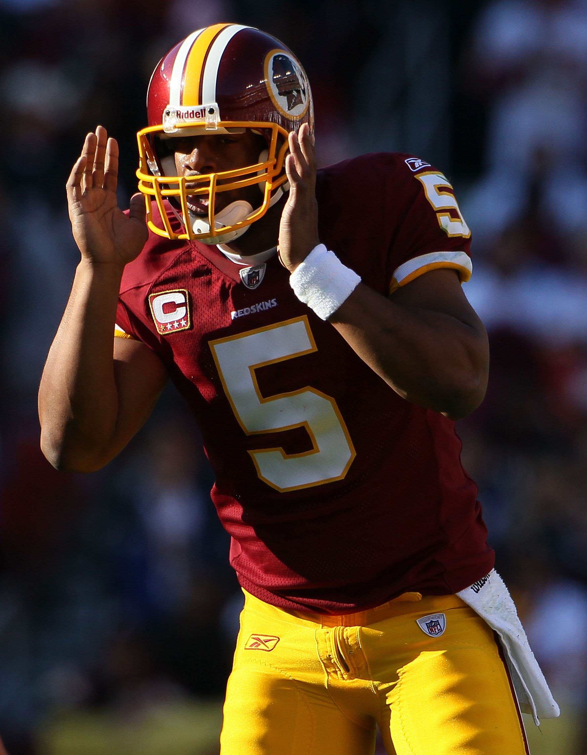 Dallas Cowboys quarterback Matt Cassel (16) walks off the field after  leading his team to a 19-16 victory over the Washington Redskins at FedEx  Field in Landover, Maryland on Monday, December 7