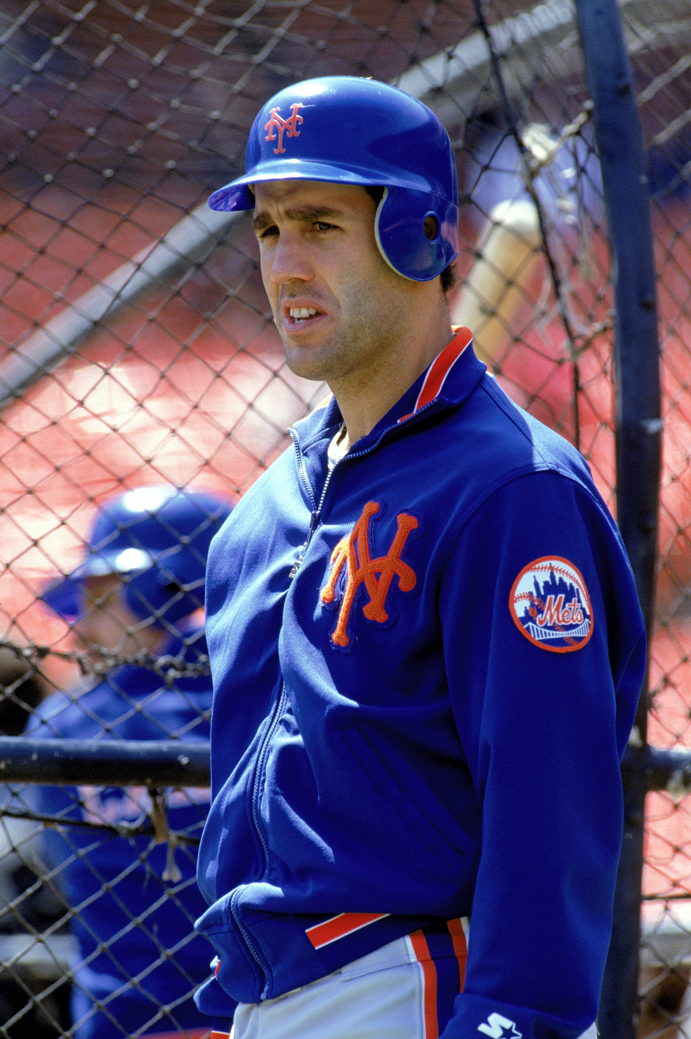 1990:  Mike Marshall of the New York Mets looks on during batting practice before a game in the 1990 season. (Photo by: Otto Greule Jr/Getty Images)