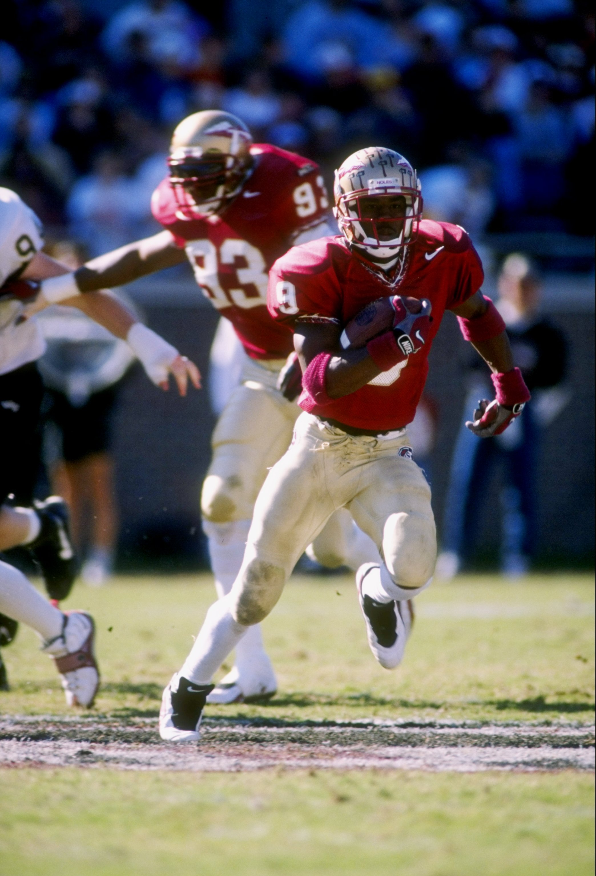15 Nov 1997: Peter Warrick #9 of Florida State carries the football during the Seminoles 58-7 win over Wake Forest at Doak Campbell Stadium in Tallahassee, Florida.