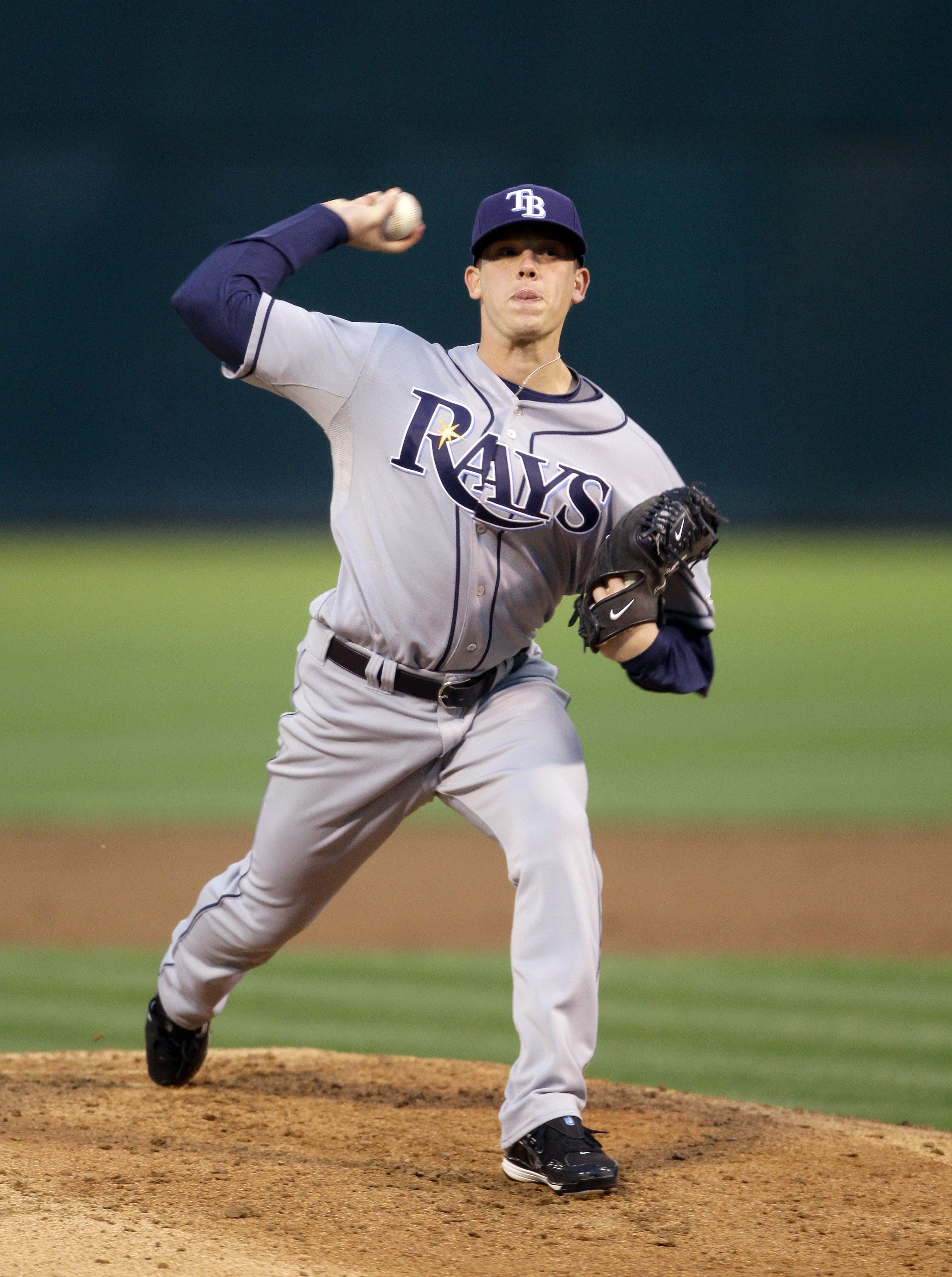 OAKLAND, CA - AUGUST 20: Jeremy Hellickson #58 of the Tampa Bay Rays bats against the Oakland Athletics at the Oakland-Alameda County Coliseum on August 20, 2010 in Oakland, California. (Photo by Ezra Shaw/Getty Images)