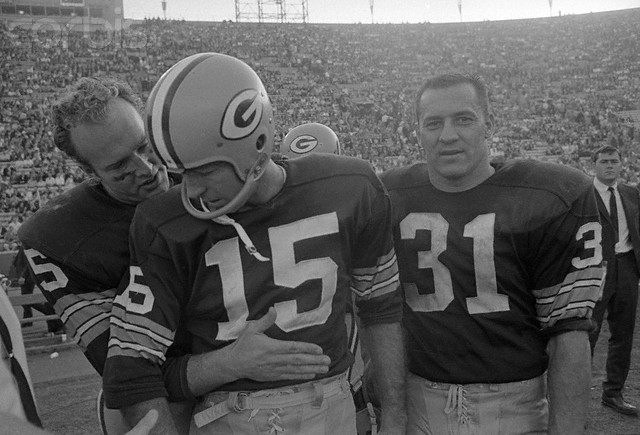 GREEN BAY PACKERS HORNUNG AND TAYLOR1966 MATTED PIC OF SPORTS