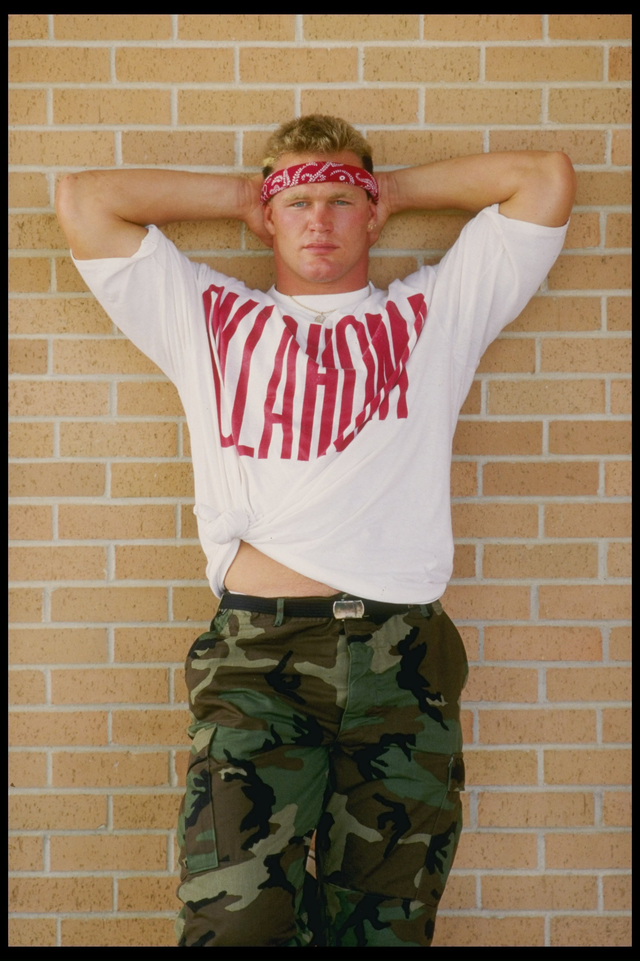 1986: Linebacker Brian Bosworth of the University of Oklahoma during a photo shoot at the University campas in Norman, Oklahoma. Mandatory Credit: Chris Cole /Allsport