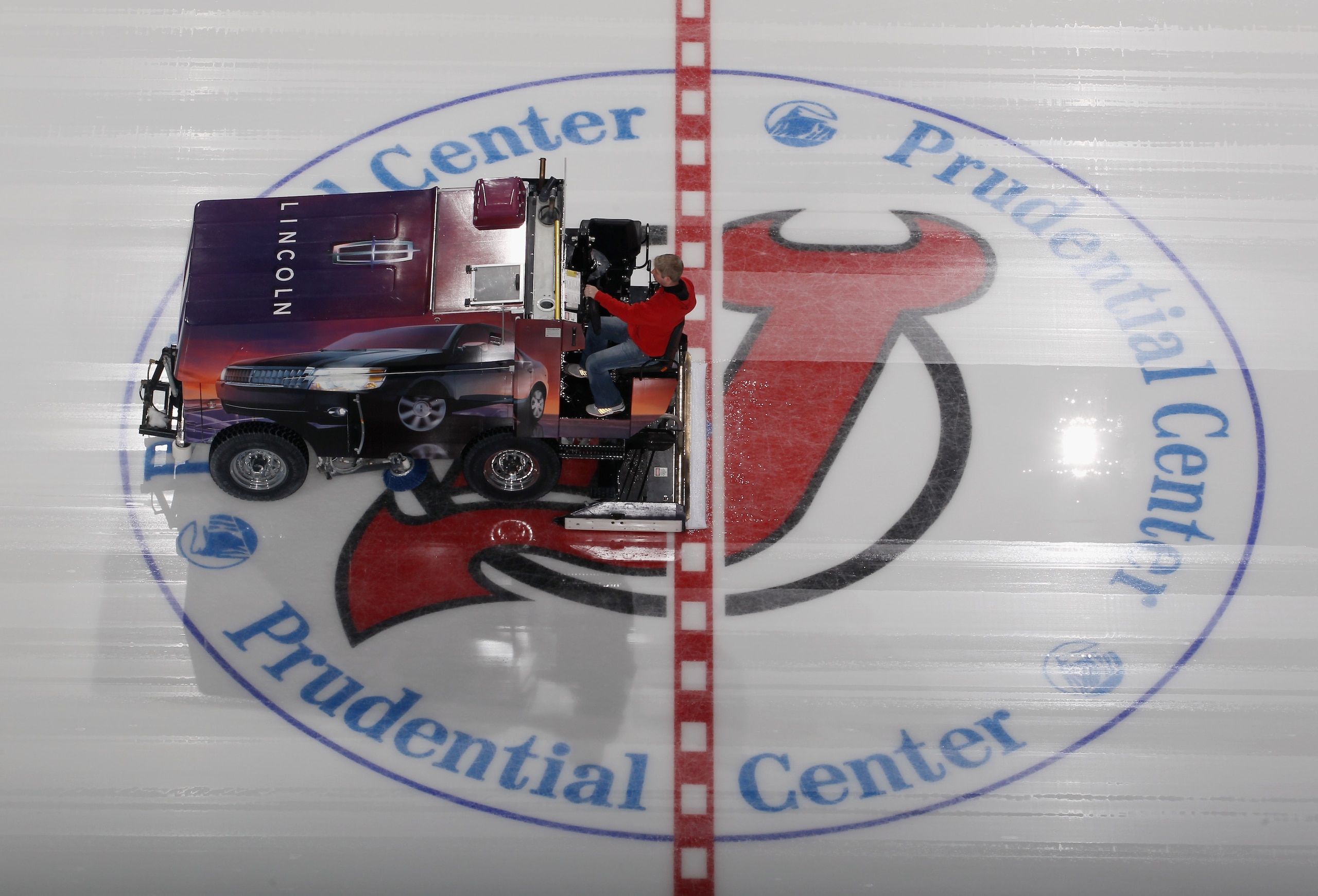 NEWARK, NJ - NOVEMBER 27:  An ice resurfacing machine does it's job prior to the game between the Philadelphia Flyers and the New Jersey Devils at the Prudential Center on November 27, 2010 in Newark, New Jersey. The Devils defeated the Flyers 2-1 in the