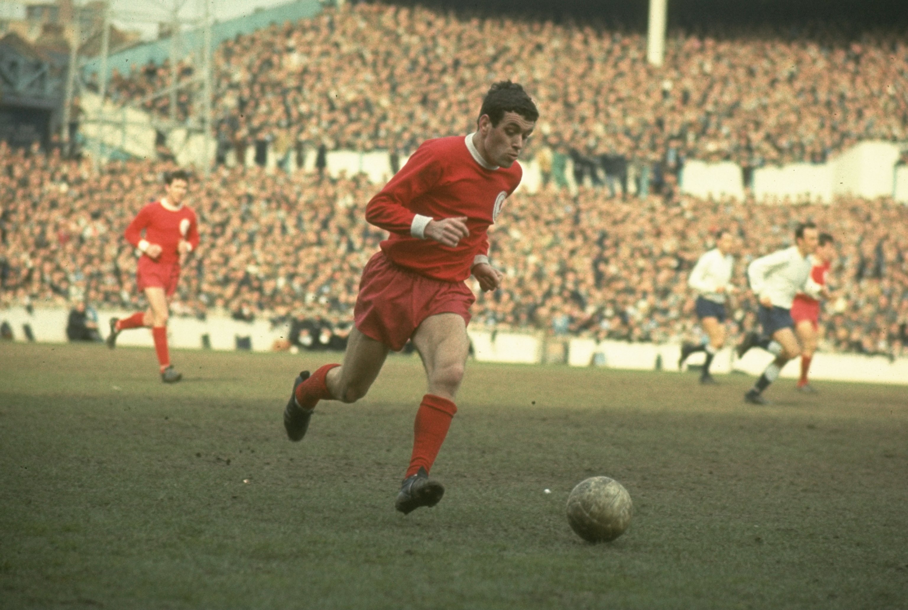 1967:  Ian Callaghan of Liverpool in action during a Football League Division One match against Liverpool at White Hart Lane in London.  \ Mandatory Credit: Allsport UK /Allsport
