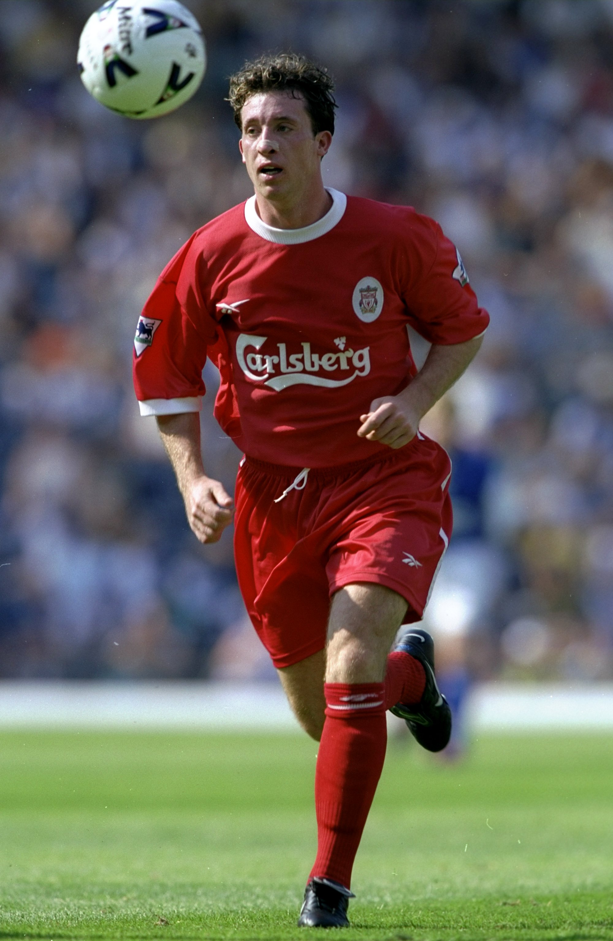 31 Jul 1999:  Robbie Fowler of Liverpool in action during the pre-season friendly match against Blackburn Rovers played at Ewood Park in Blackburn, England.  The match finished in a 2-2 draw. \ Mandatory Credit: Clive Brunskill /Allsport