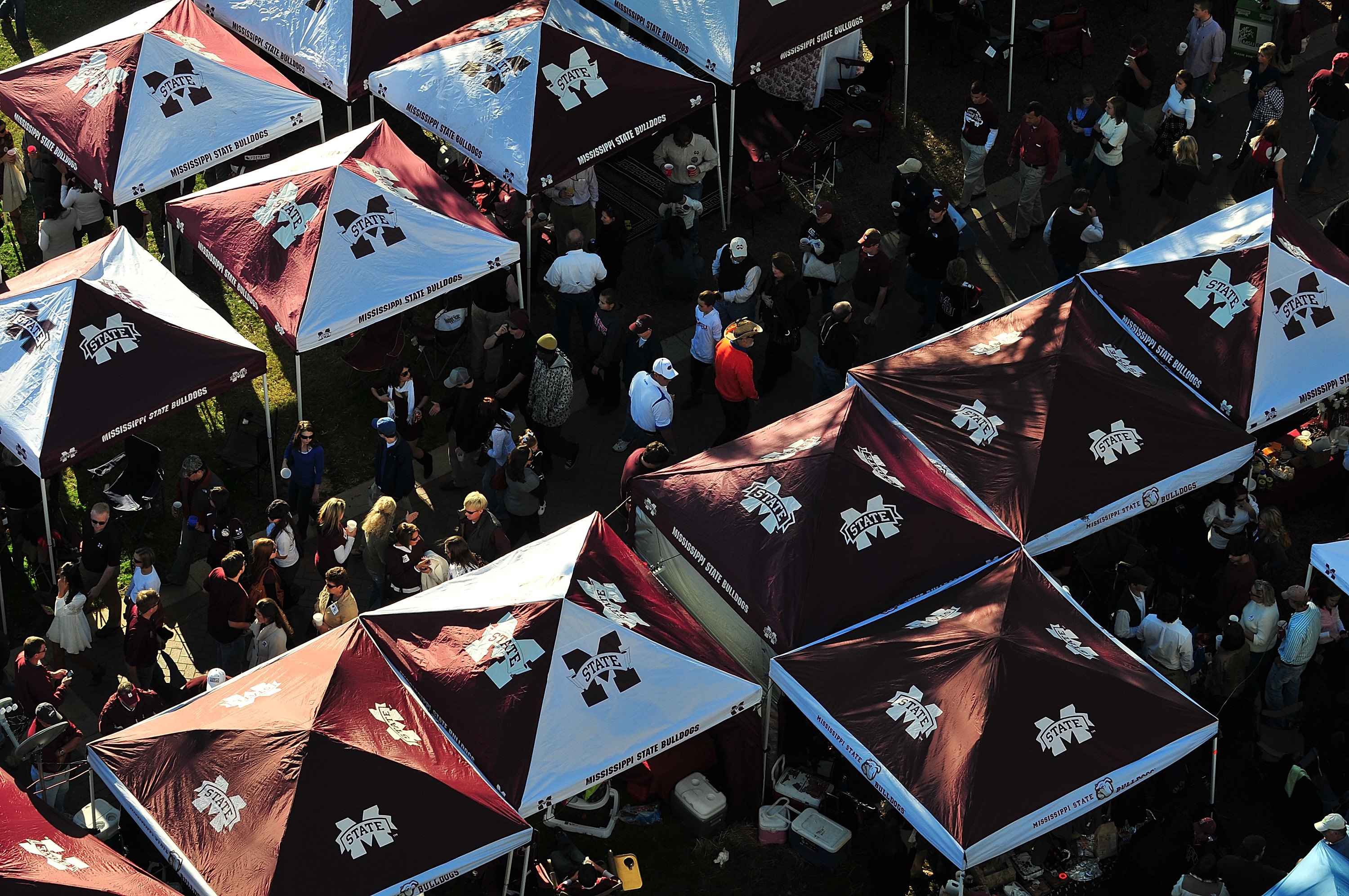 STARKVILLE, MS - OCTOBER 24:  Fans tailgating prior to the Mississippi State v University of Florida Gator game, at Davis Wade Stadium on  October 24, 2009 in Starkville, Mississippi  (Photo by Rick Dole/Getty Images)