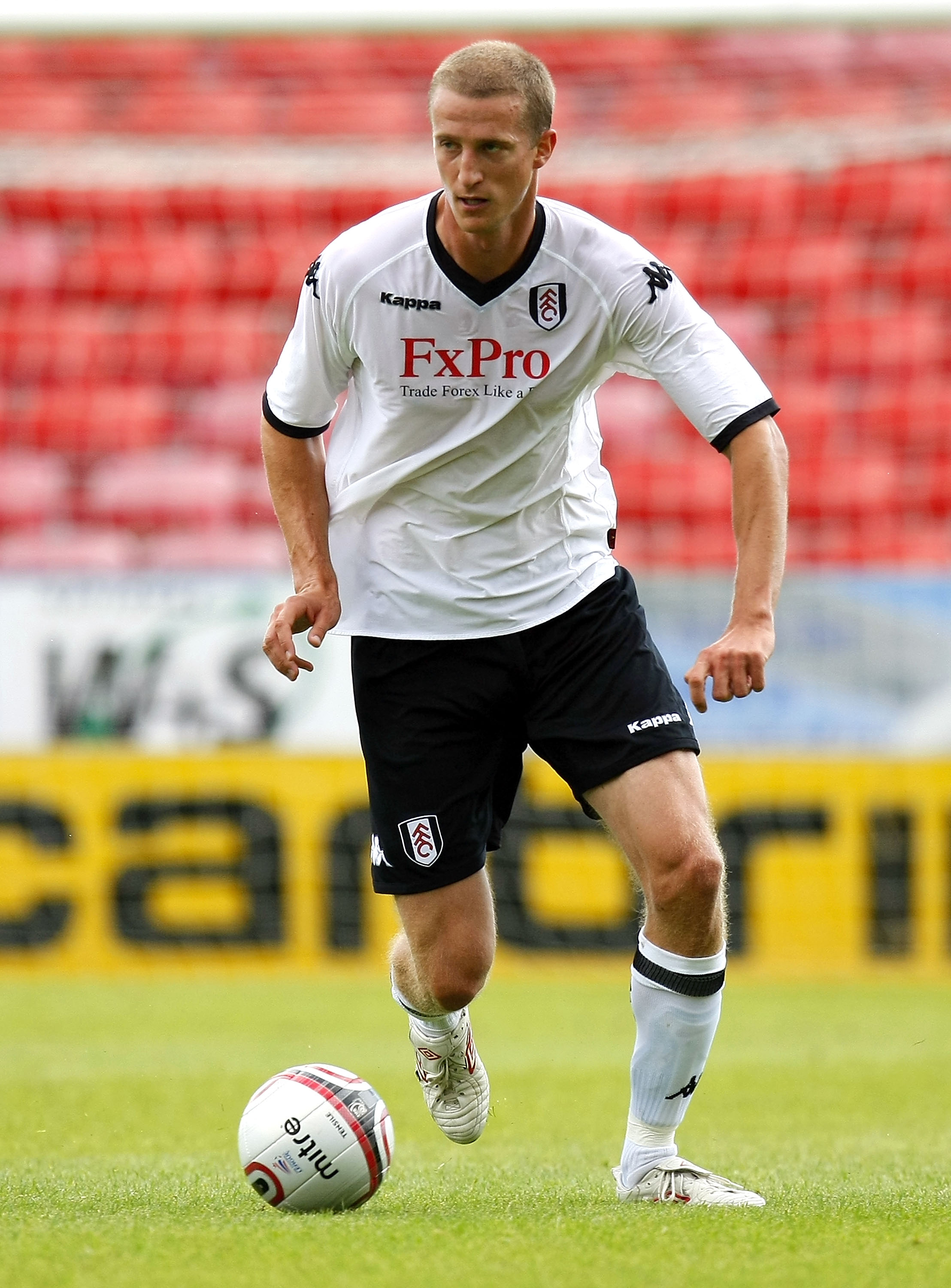 BOURNEMOUTH, ENGLAND - JULY 17: Brede Hangeland of Fulham in action during the pre season friendly match between AFC Bournemouth and Fulham at the Fitness First Stadium on July 17, 2010 in Bournemouth, England. (Photo by Tom Dulat/Getty Images)