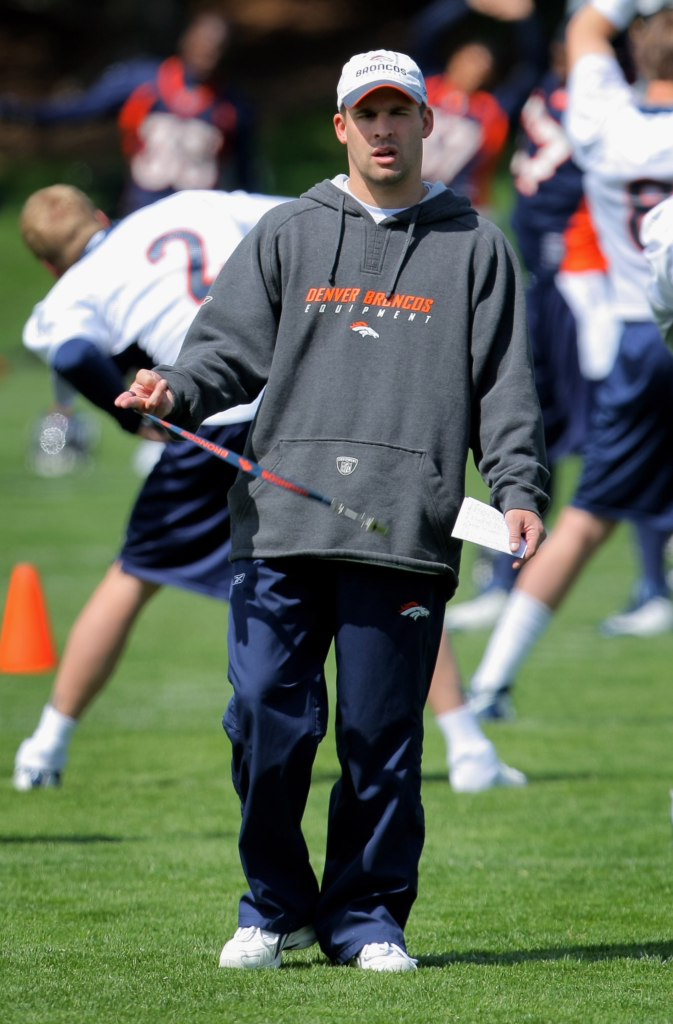 ENGLEWOOD, CO - MAY 03:  Head coach Josh McDaniels of the Denver Broncos oversees practice during minicamp at the Broncos training facility on May 3, 2009 in Englewood, Colorado.  (Photo by Doug Pensinger/Getty Images)