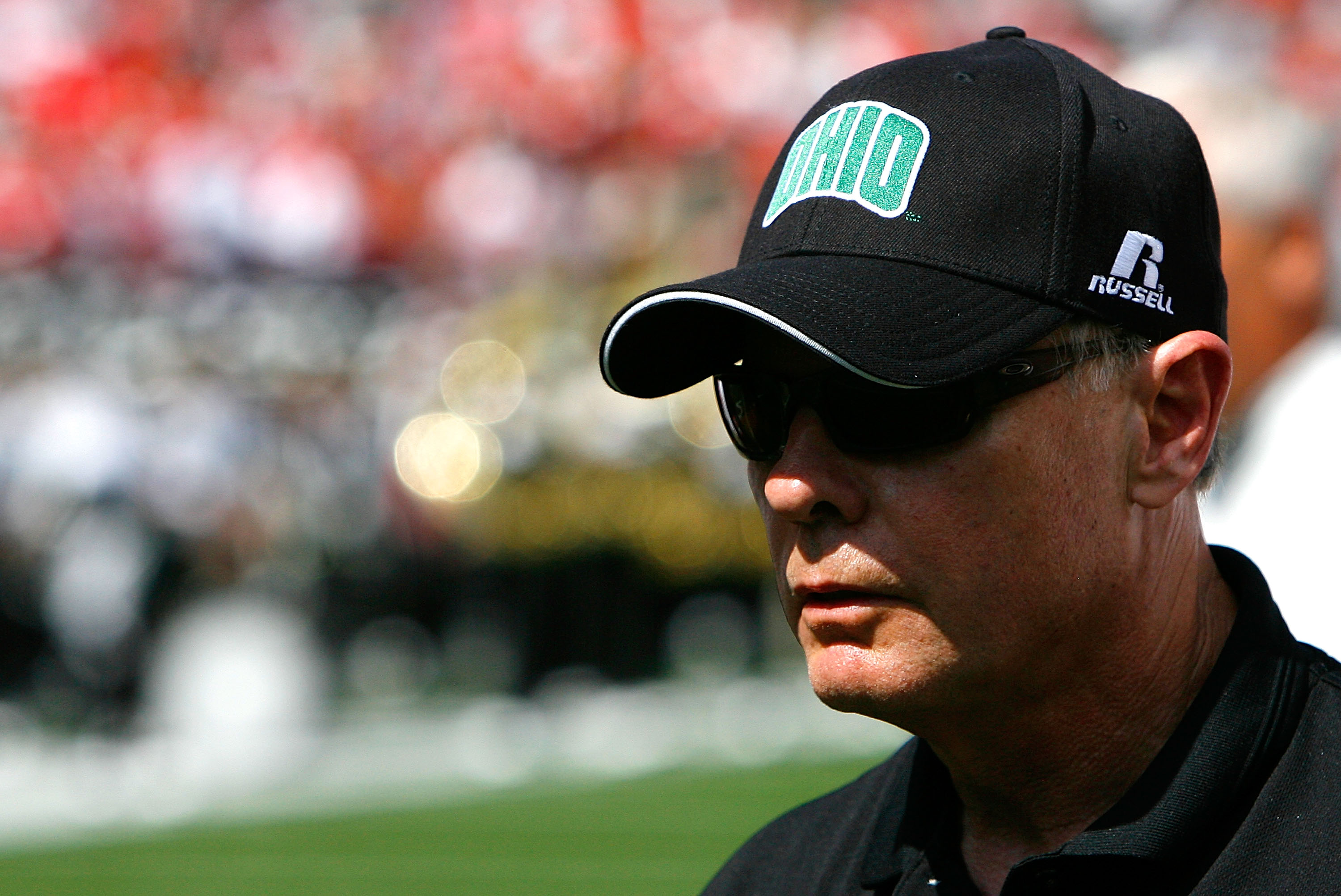 COLUMBUS, OH - SEPTEMBER 06: Head coach Frank Solich of the Ohio Bobcats walks off the field after losing to the Ohio State Buckeyes 26-14 at Ohio Stadium on September 6, 2008 in Columbus, Ohio. (Photo by Kevin C. Cox/Getty Images)