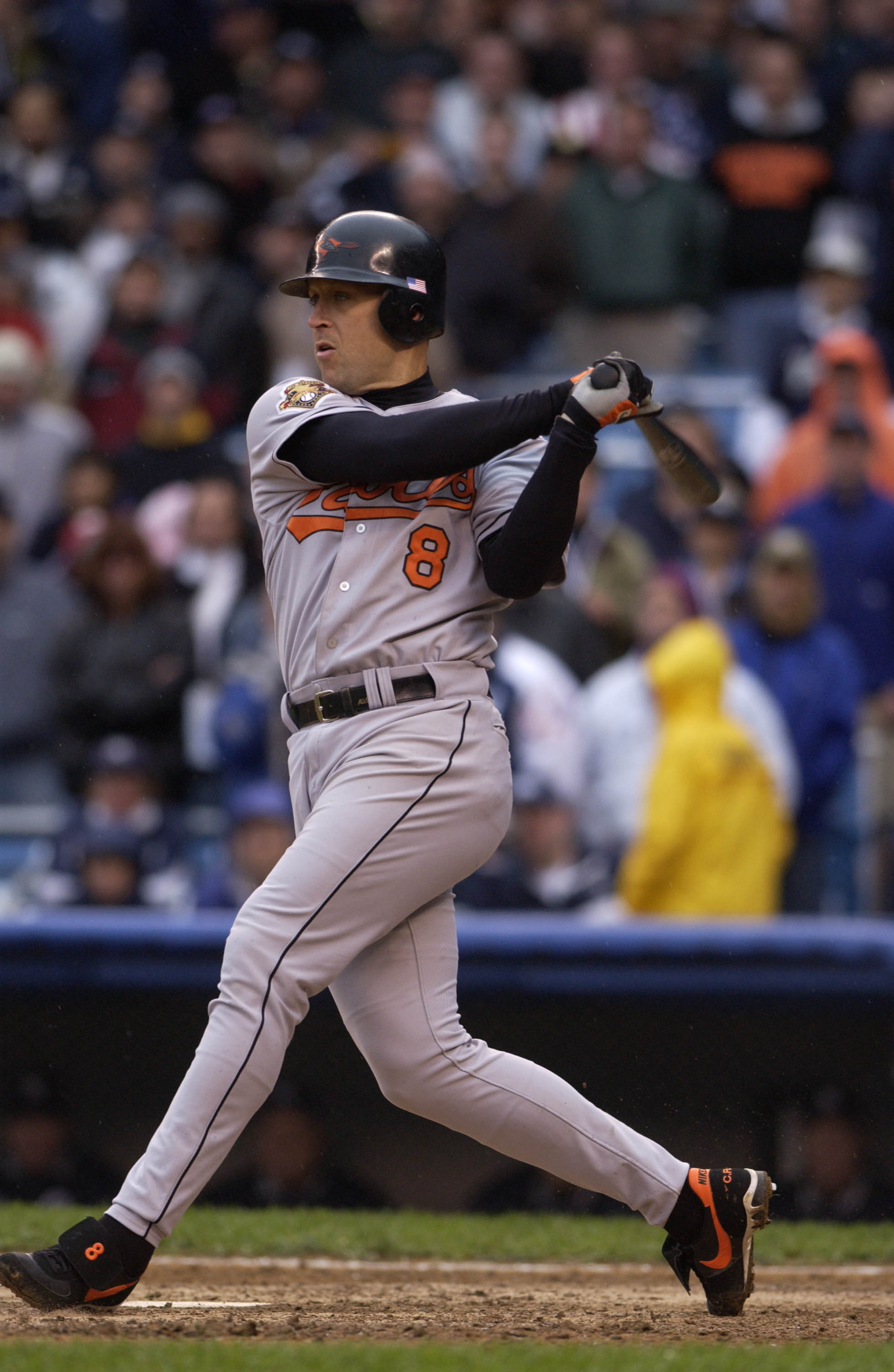 Baltimore Orioles Cal Ripken Jr.( 8) during a game from his career at  Yankee Stadium in the Bronx New York. Cal Ripken Jr. played for 21 years  all with the Orioles, was