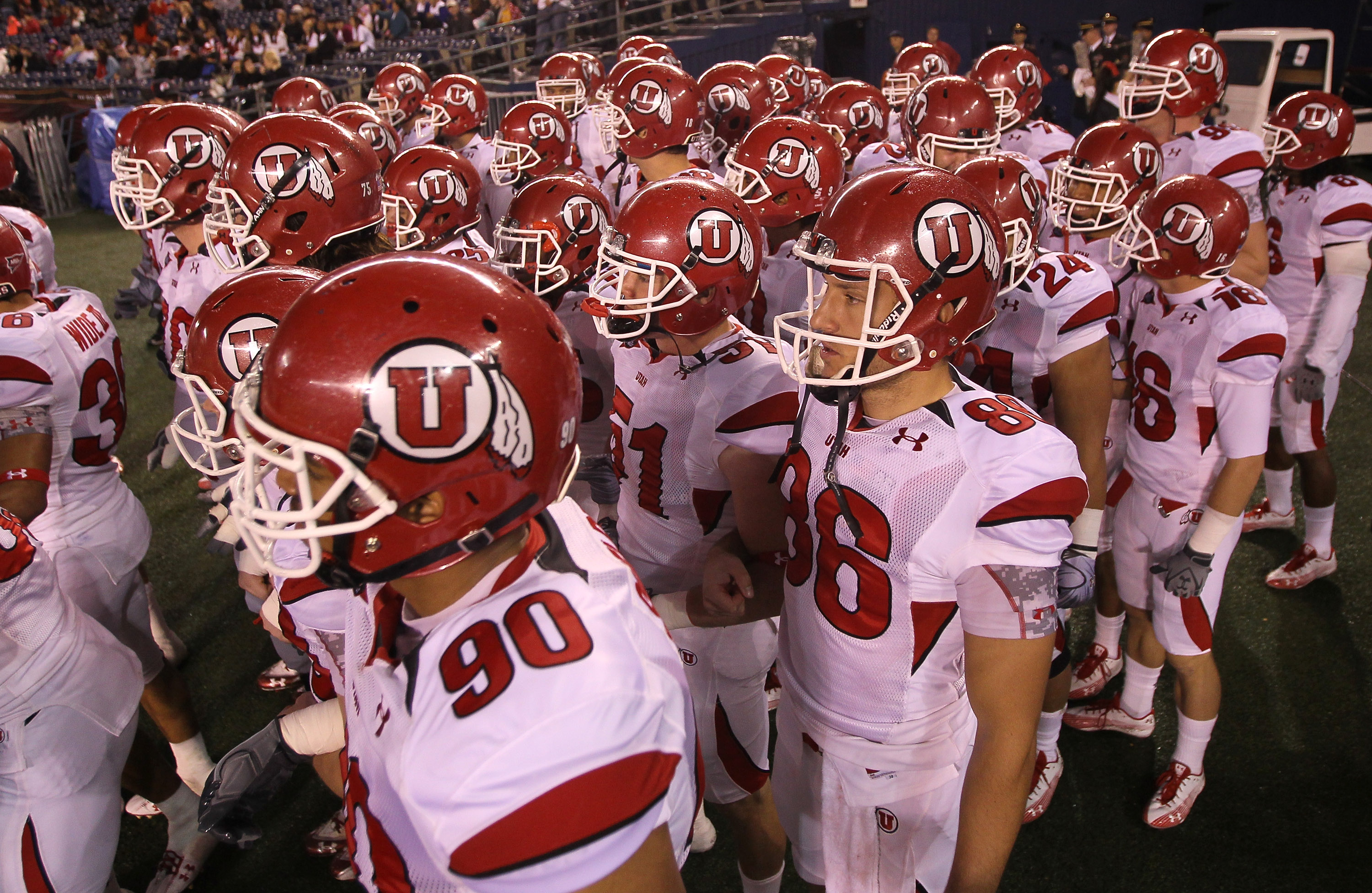 SAN DIEGO - NOVEMBER 20:  The Utah Utes get ready to take the field for the game with the San Diego State Aztecs at Qualcomm Stadium on November 20, 2010 in San Diego, California.  Utah won 38-34.  (Photo by Stephen Dunn/Getty Images)