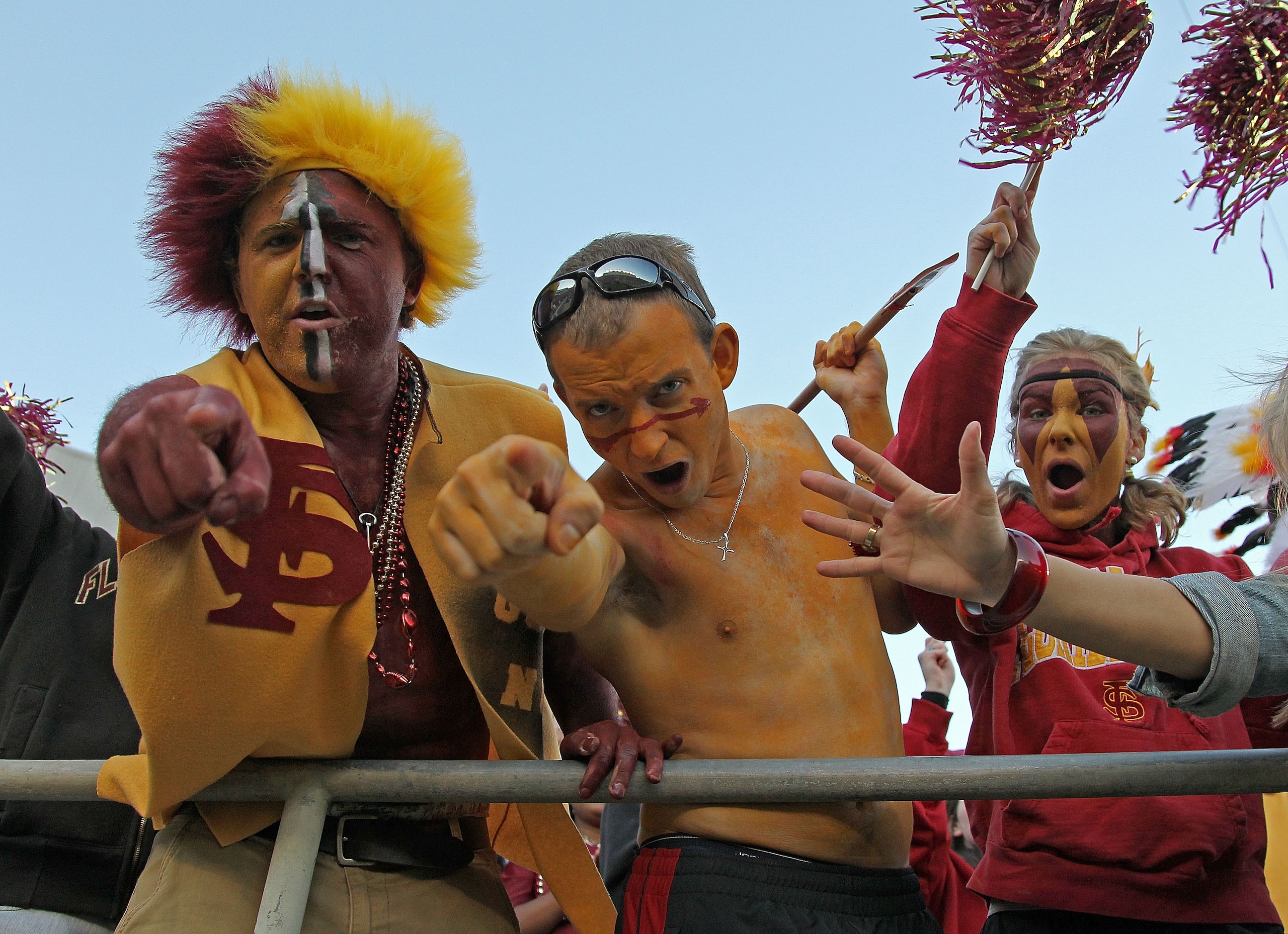 TALLAHASSEE, FL - NOVEMBER 27: Florida State Seminoles fans celebrate after a touchdown during a game against the Florida Gators at Doak Campbell Stadium on November 27, 2010 in Tallahassee, Florida. (Photo by Mike Ehrmann/Getty Images) TALLAHASSEE, FL - NOVEMBER 27: Florida State Seminoles fans celebrate after a touchdown during a game against the Florida Gators at Doak Campbell Stadium on November 27, 2010 in Tallahassee, Florida. (Photo by Mike Ehrmann/Getty Images)