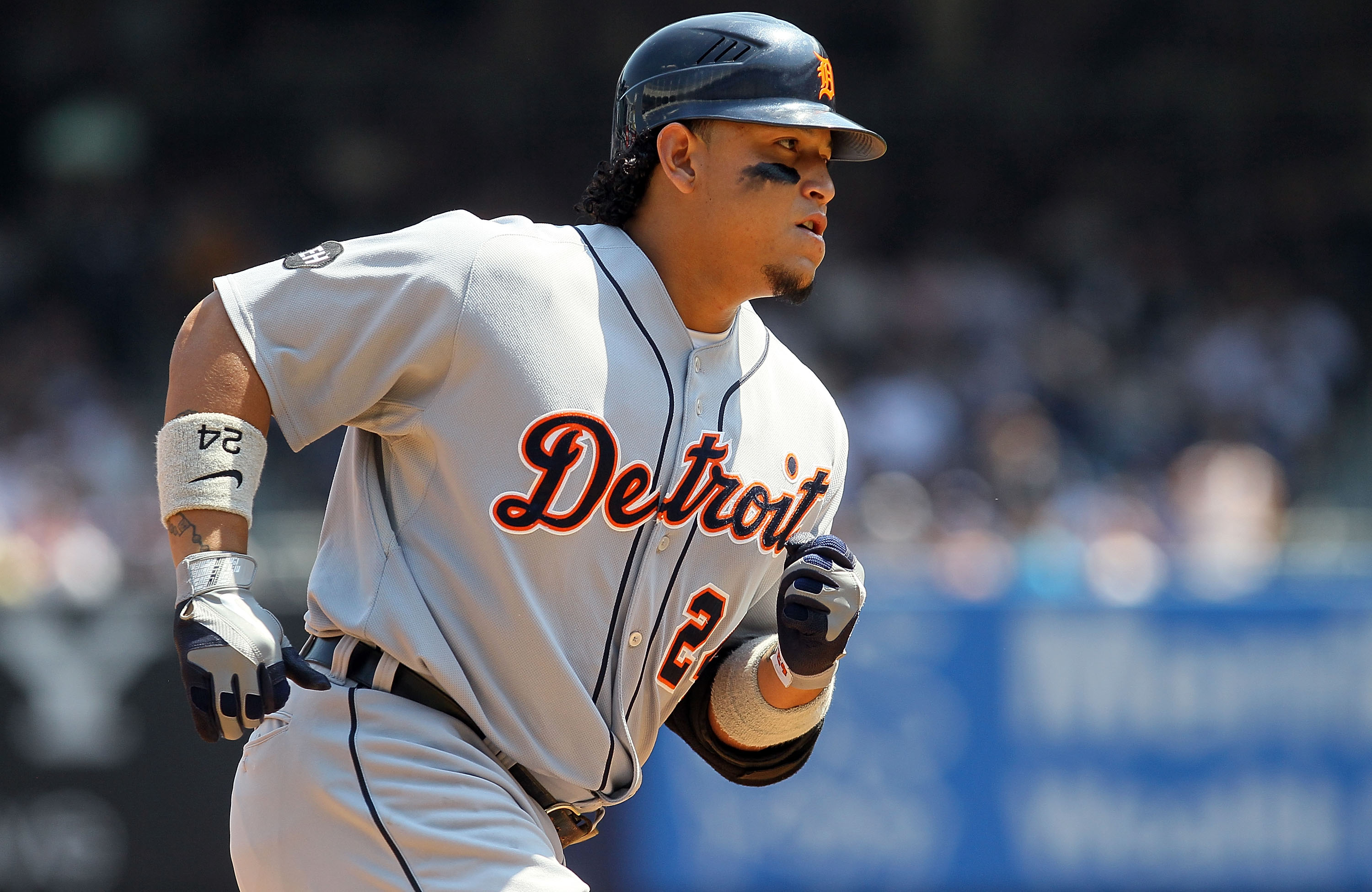 NEW YORK - AUGUST 19:  Miguel Cabrera #24 of the Detroit Tigers runs the bases after his first inning two run home run against the New York Yankees on August 19, 2010 at Yankee Stadium in the Bronx borough of New York City.  (Photo by Jim McIsaac/Getty Im