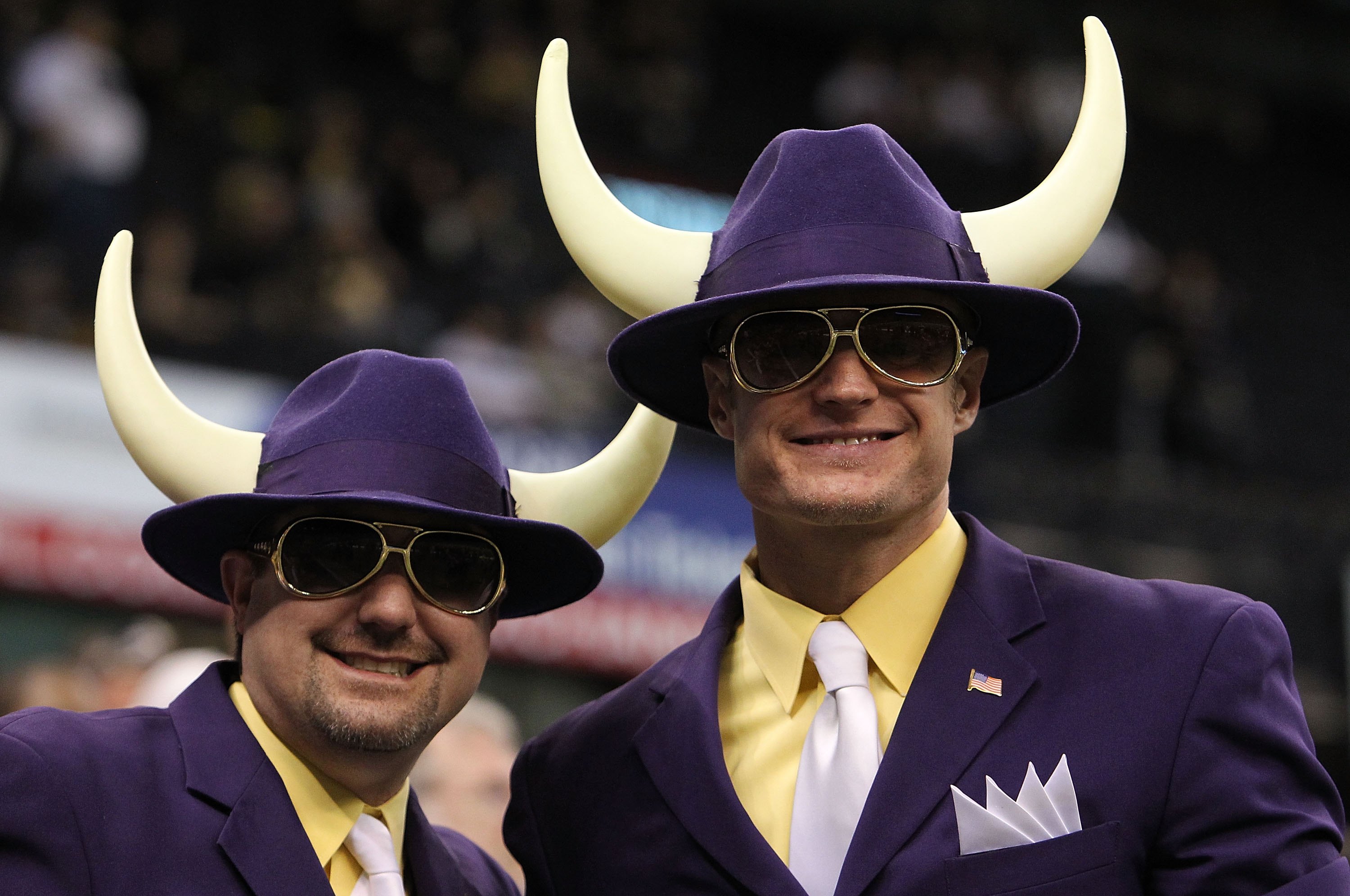 NEW ORLEANS - JANUARY 24:  Fans of the Minnesota Vikings look on from the stands against the New Orleans Saints during the NFC Championship Game at the Louisana Superdome on January 24, 2010 in New Orleans, Louisiana.  (Photo by Ronald Martinez/Getty Imag