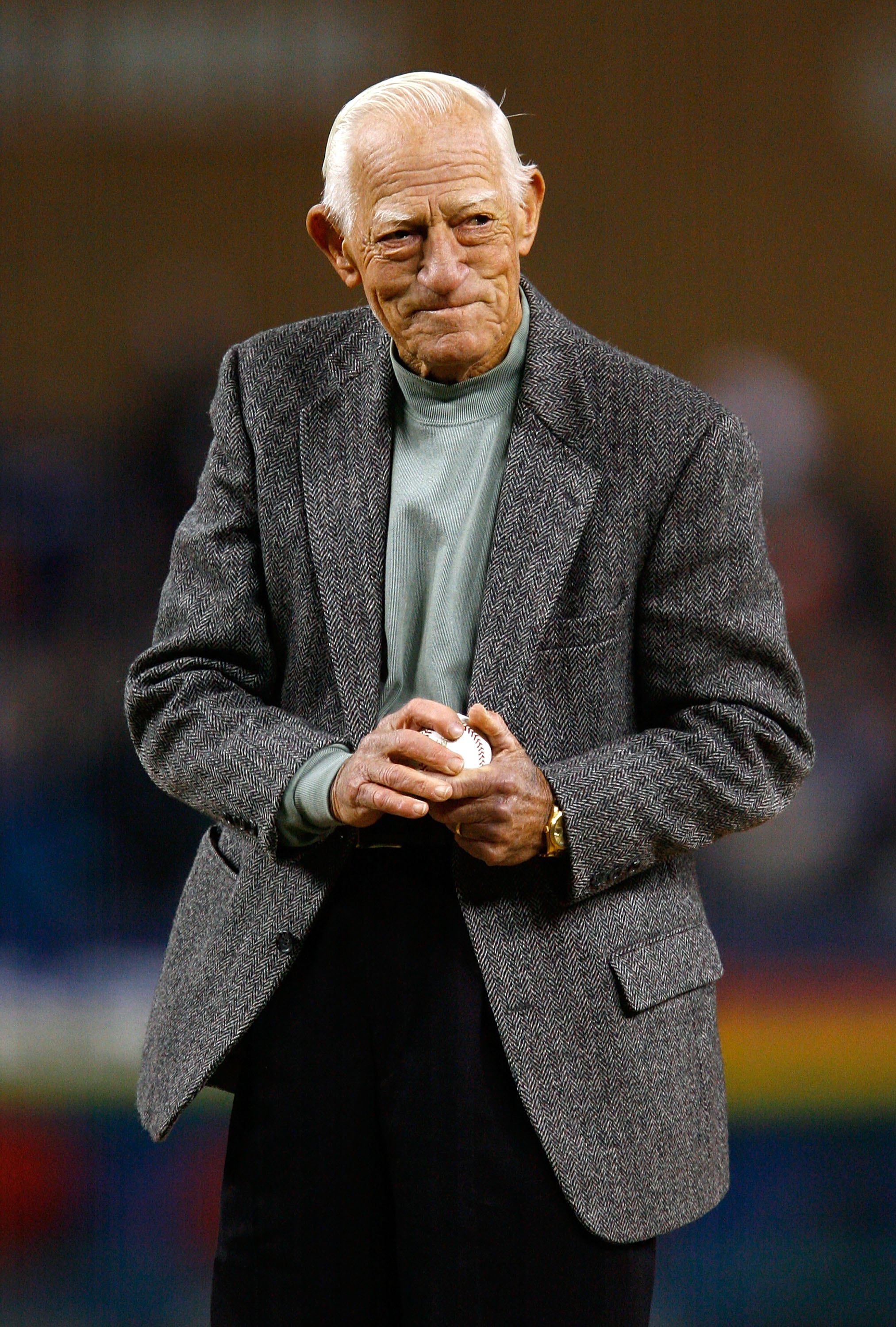 DETROIT - OCTOBER 22:  Former manager of the Detroit Tigers Sparky Anderson stands on the mound before throwing out the cerimonial first pitch prior to Game Two of 2006 World Series between the Detroit Tigers and the St. Louis Cardinals October 22, 2006 a