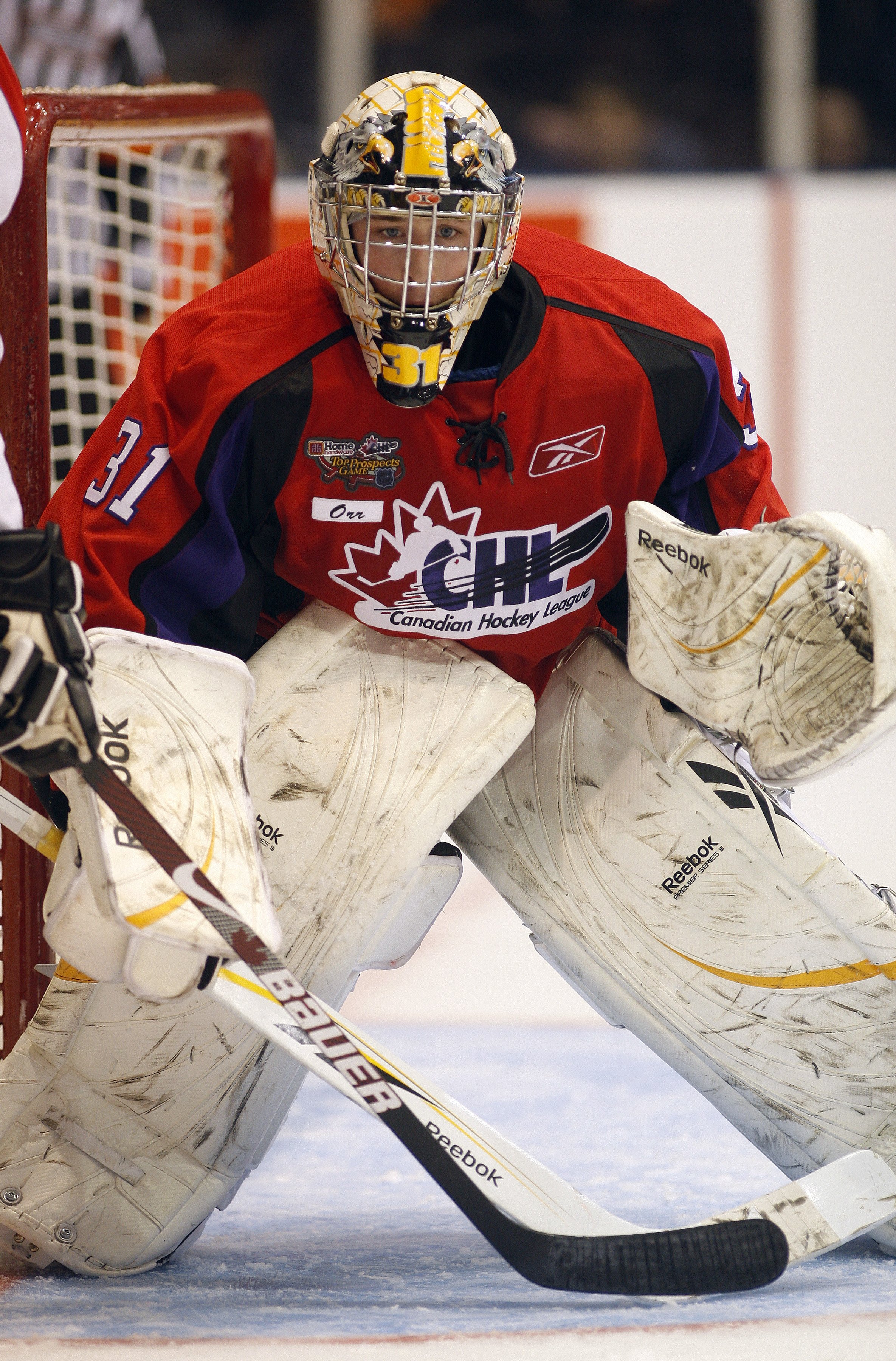 OSHAWA, ON - JANUARY 14: Olivier Roy #31 of Team Orr keeps his eye on the play in the 2009 Home Hardware CHL/NHL Top Prospects Game against Team Cherry on Wednesday January 14, 2009 at the General Motors Centre in Oshawa, Ontario. Team Orr defeated Team