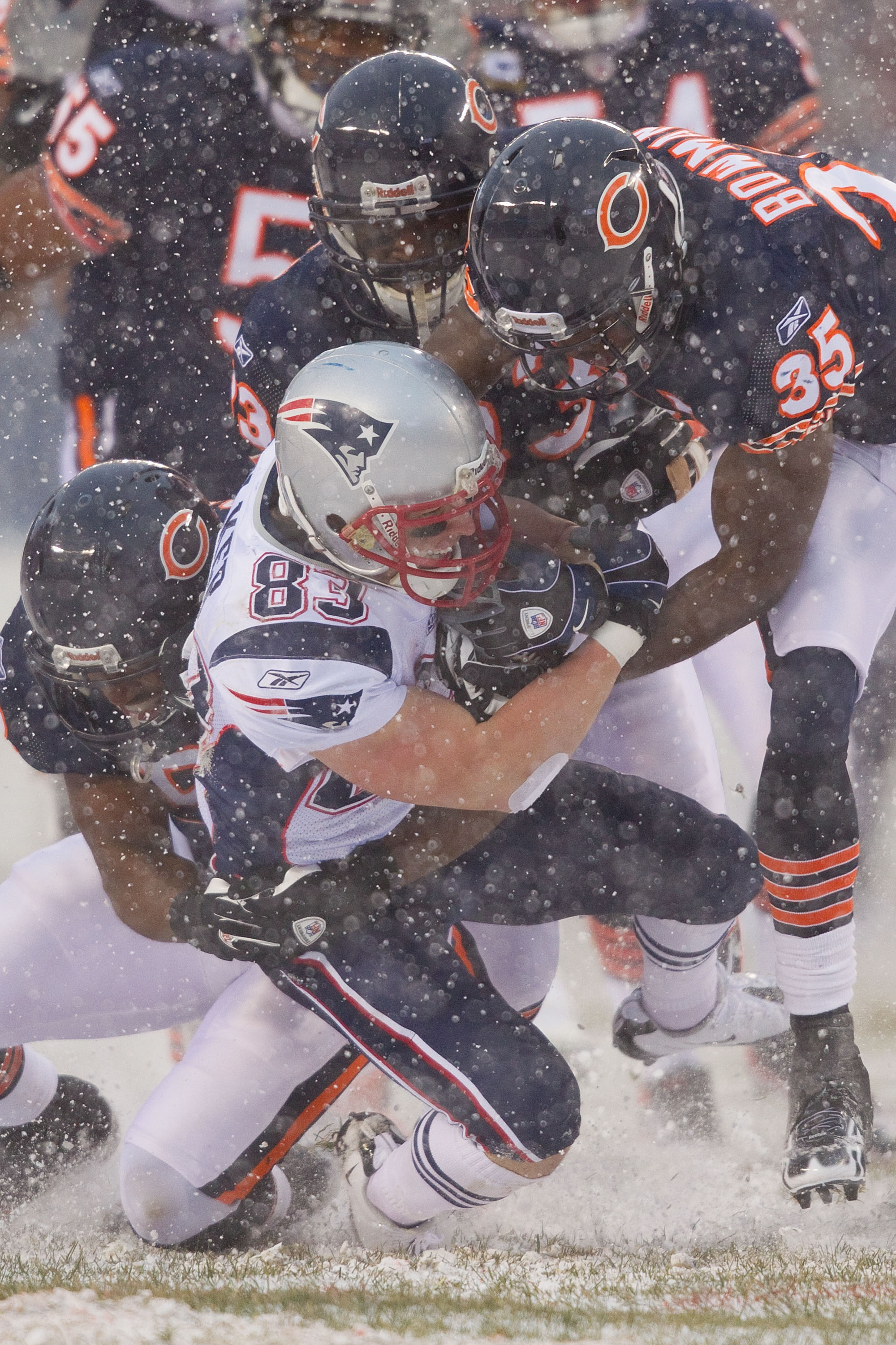 New England Patriots quarterback Tom Brady stands on the field during a  timout in the fourth quarter against the Chicago Bears at Soldier Field in  Chicago on December 12, 2010. The Patriots