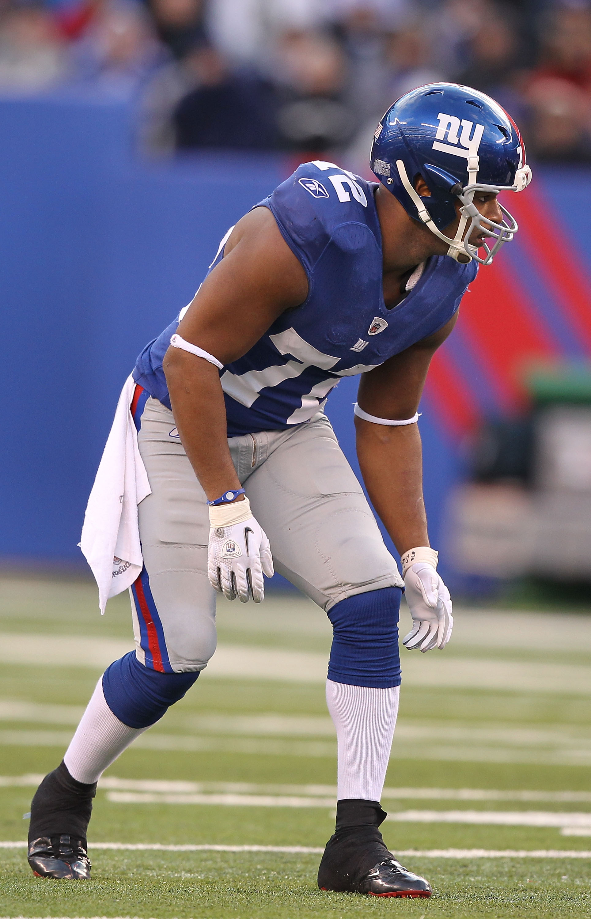 28 November 2010: New York Giants defensive end Justin Tuck (91) during the  game where the New York Giants hosted the Jacksonville Jaguars at the New  Meadowlands Stadium in East Rutherford, NJ.