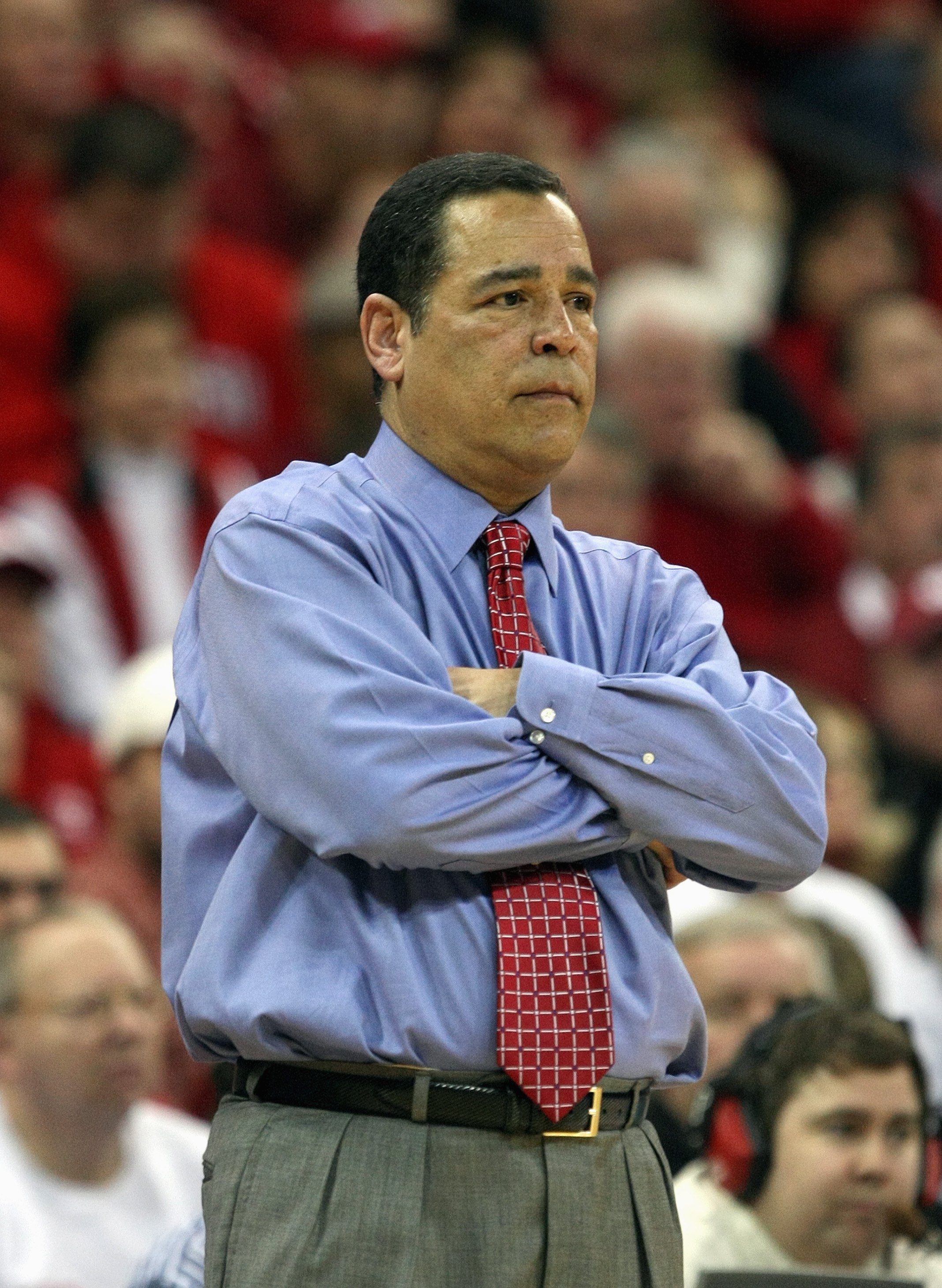 MADISON, WI - JANUARY 31: Head coach Kelvin Sampson of the Indana Hoosiers watches the action against the Wisconsin Badgers on January 31, 2008 at the Kohl Center in Madison, Wisconsin. Wisconsin defeated Indiana 62-49. (Photo by Jonathan Daniel/Getty Ima