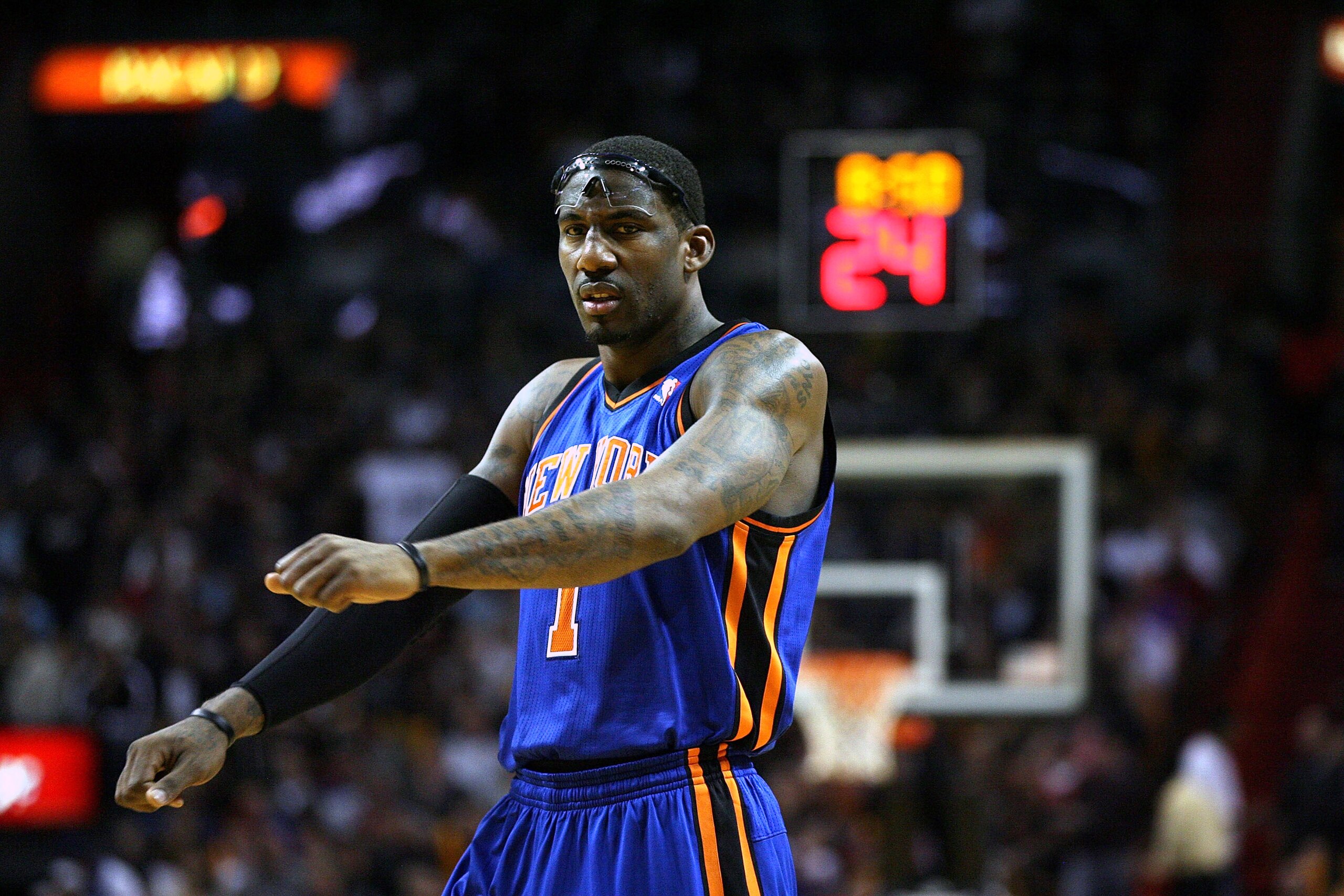 MIAMI - DECEMBER 28:  Amar'e Stoudemire #1 of the New York Knicks is shown during action against the Miami Heat at American Airlines Arena on December 28, 2010 in Miami, Florida. the Heat defeated the Knicks 106-98.  (Photo by Marc Serota/Getty Images)