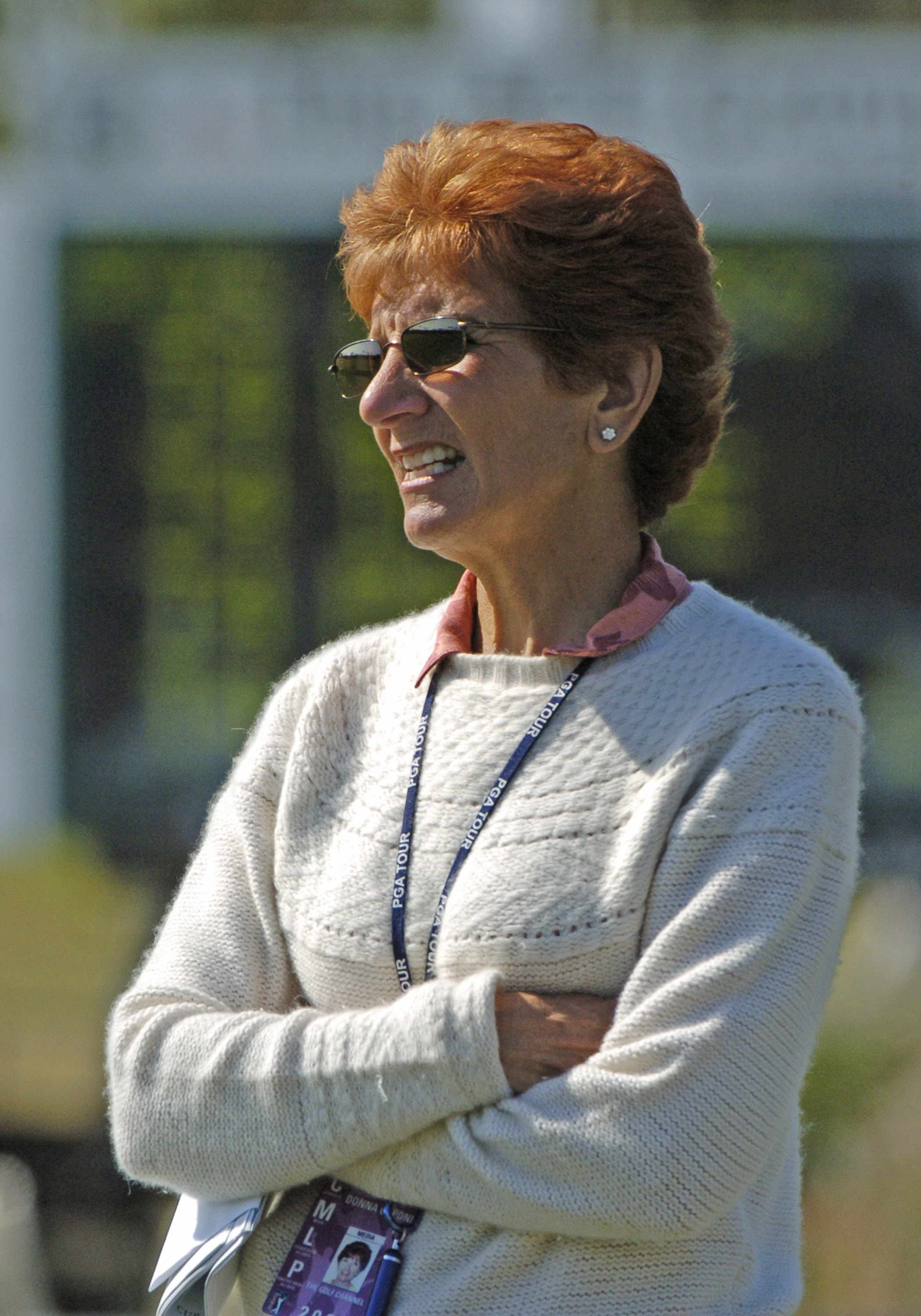 UNITED STATES - FEBRUARY 19:  Golf Channel commentator Donna Caponi watches play during the second round of the PGA Champions Tour ACE Classic, February 19, 2005 in Naples, Florida.  (Photo by Al Messerschmidt/Getty Images)