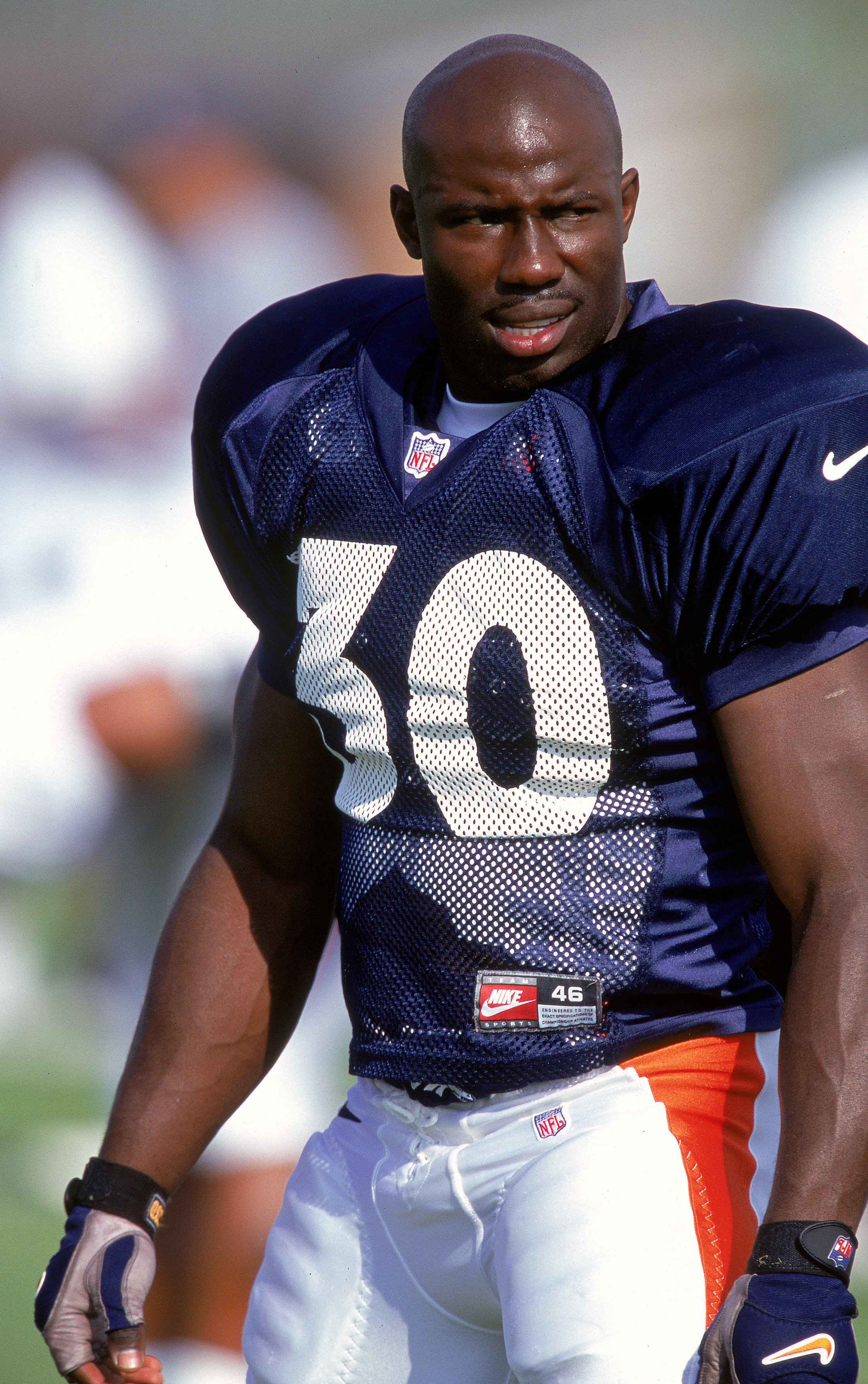 26 Jul 2000: Terrell Davis #30 of the Denver Broncos is looking on during the Broncos Training Camp at the University of Northern Colorado in Greely, Colorado.Mandatory Credit: Brian Bahr /Allsport