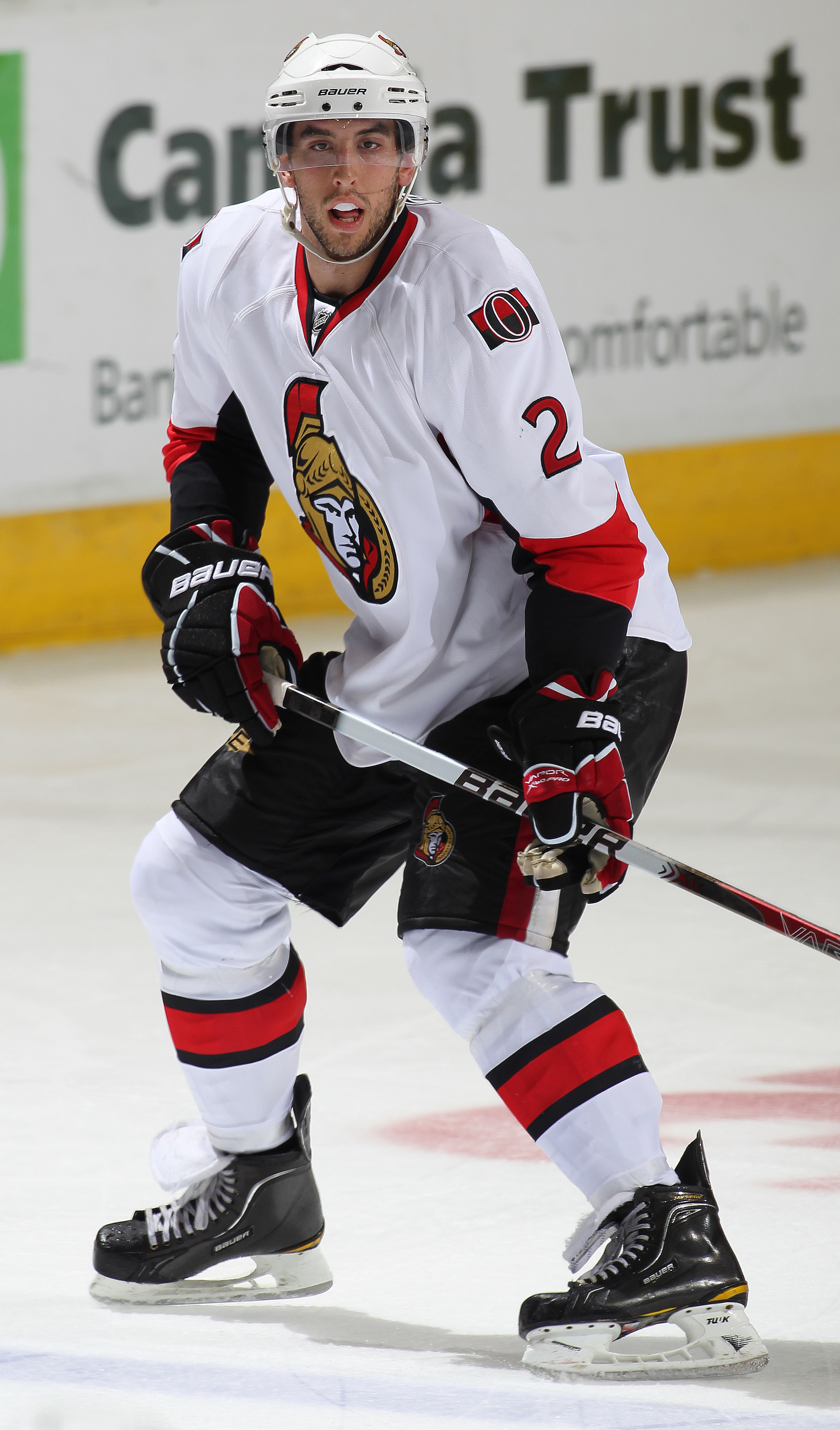 LONDON, ON - SEPTEMBER 14: Jared Cowen #2 of the Ottawa Senators skates in a game against the Toronto Maple Leafs during the NHL Rookie Tournament on September 14, 2010 at the John Labatt Centre in London, Ontario. The Senators defeated the Leafs 3-2. (P