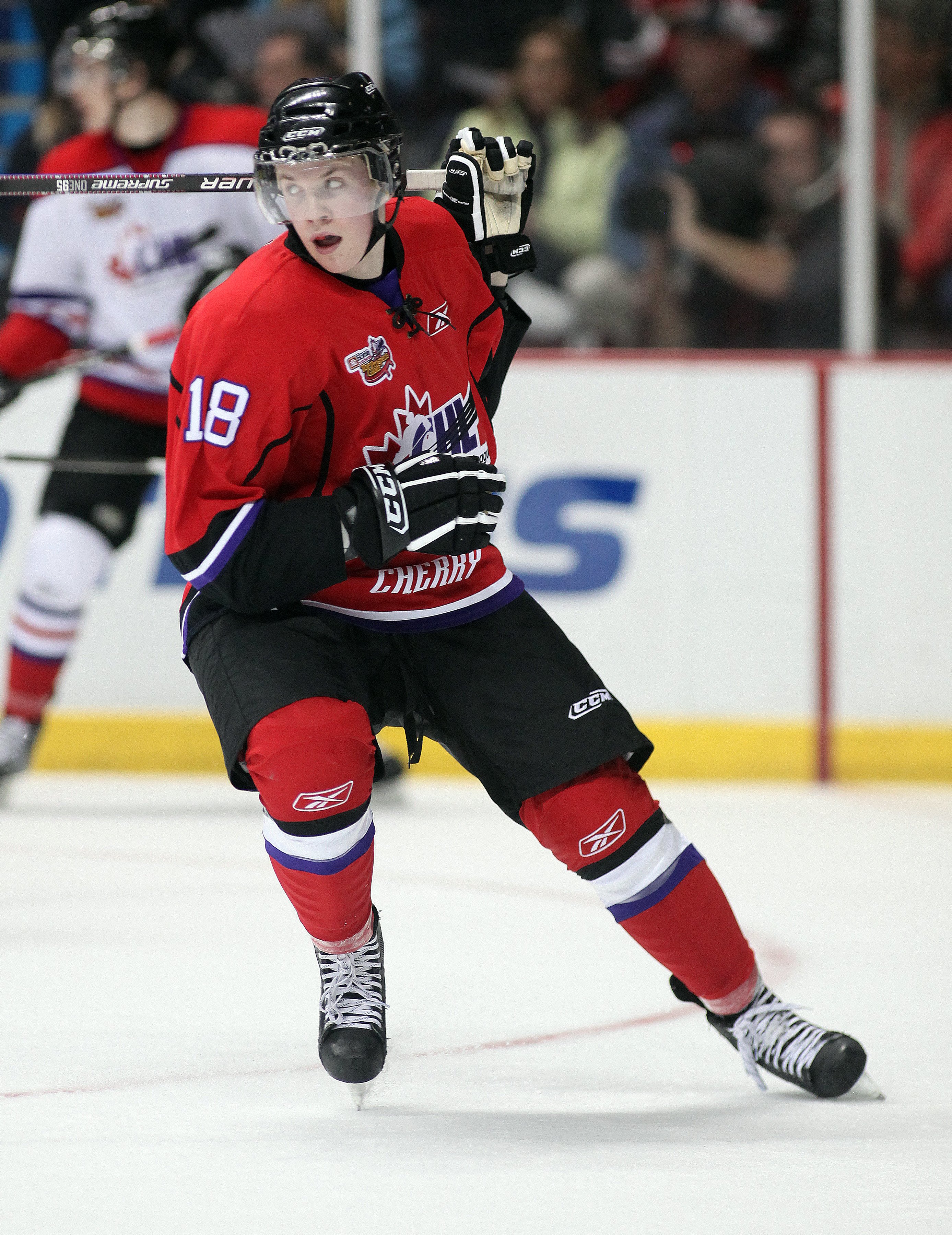 WINDSOR, ON - JANUARY 20: Ryan Johansen #18 of Team Cherry skates in the Home Hardware CHL/NHL Top Prospects game against Team Orr on January 20, 2010 at the WFCU Centre in Windsor, Ontario. Team Cherry defeated Team Orr 4-2. (Photo by Claus Andersen/Get