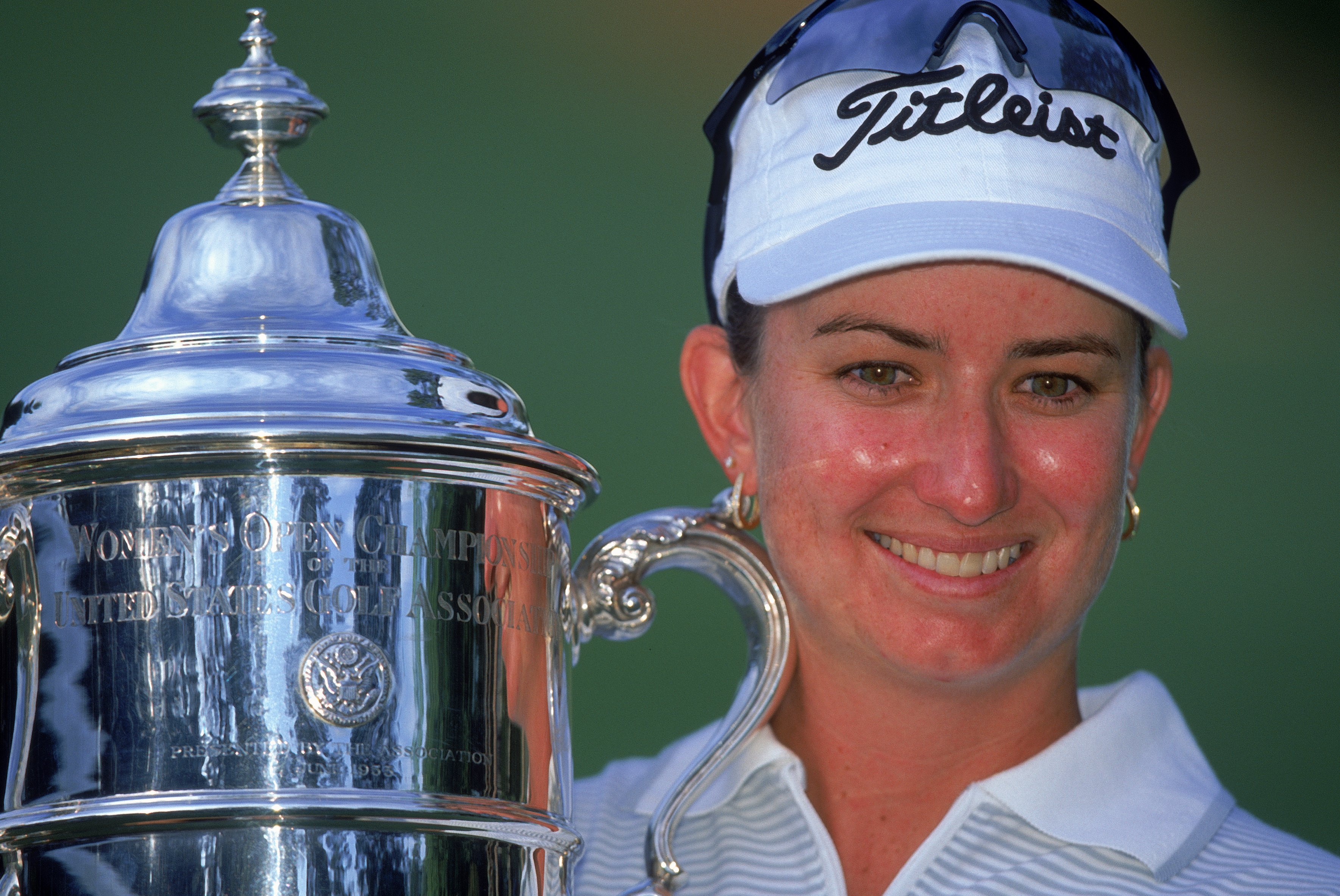 3 Jun 2001:  Karrie Webb poses with her winning trophy after the Women's U.S. Open Tournament, part of the LPGA Tour at the Pine Needles Lodge and Golf Club in Southern Pines, North Carolina.Mandatory Credit: Craig Jones  /Allsport