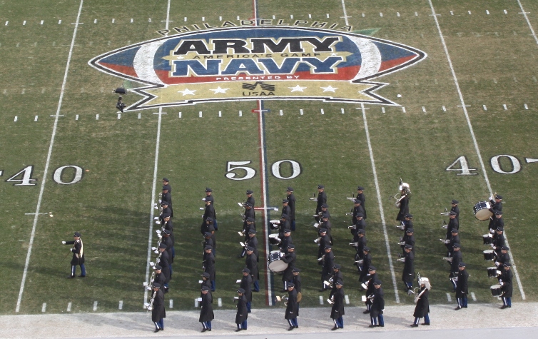 The West Point Band on the 50 Yard Line leavers the Field