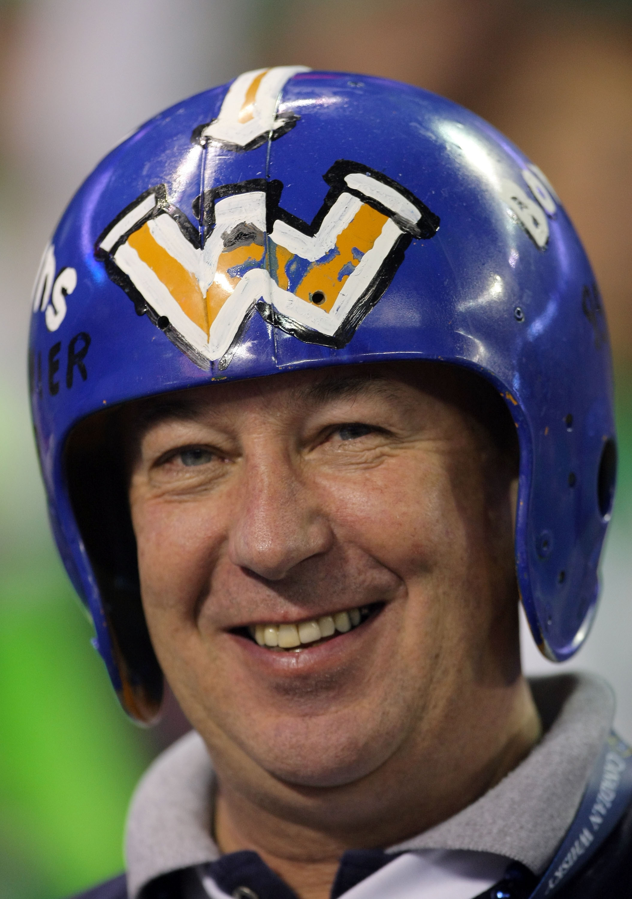 TORONTO, ON - NOVEMBER 25: A Winnipeg Blue Bombers fan smiles before the game against the Saskatchewan Rough Riders during the 95th Grey Cup on November 25, 2007 at the Rogers Centre in Toronto, Ontario, Canada. (Photo by Harry How/Getty Images)