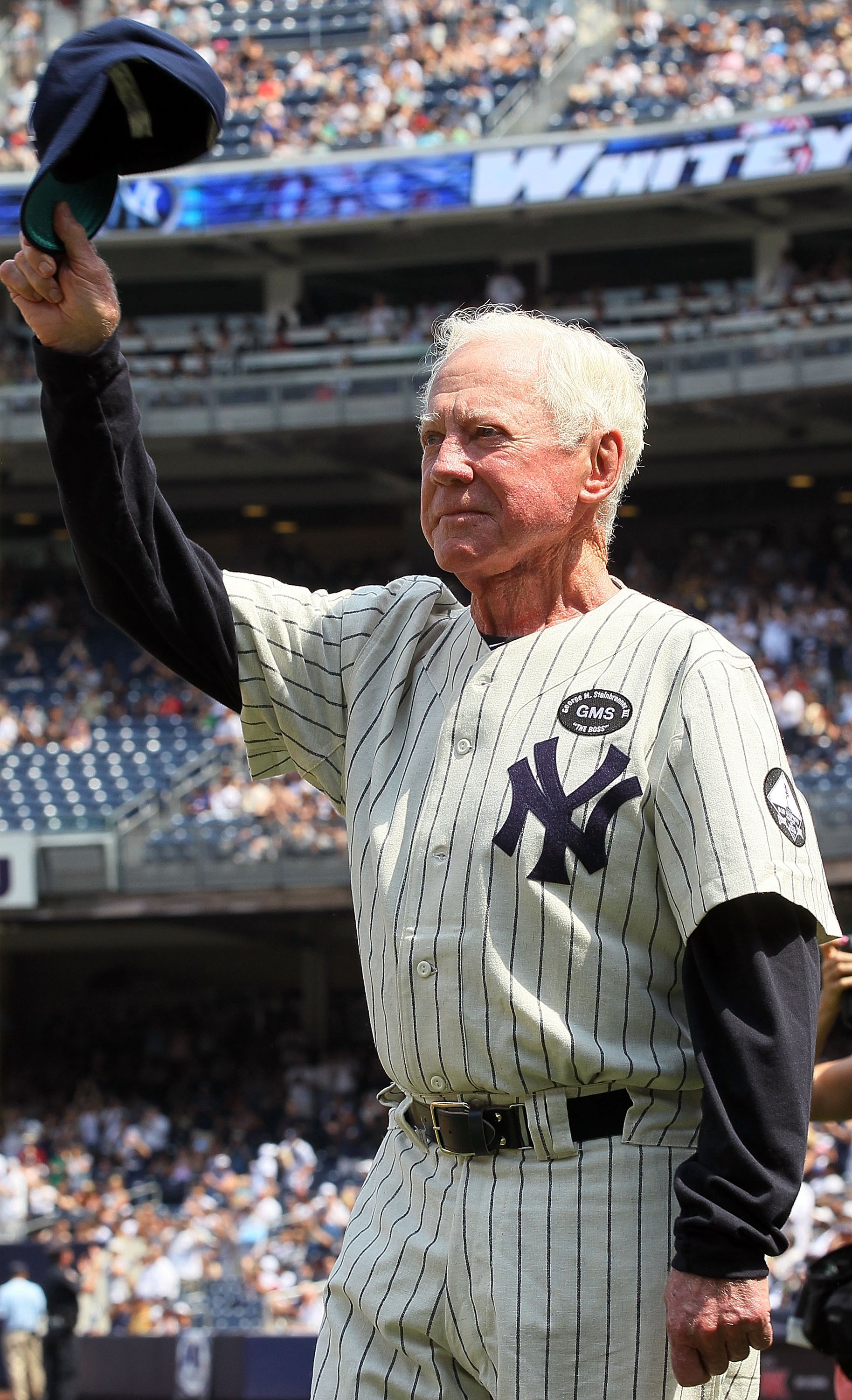 New York Yankees legend Graig Nettles is introduced at New York Yankees Old  Timers' Day before the New York Yankees play the Tampa Bay Rays at Yankee  Stadium in New York City