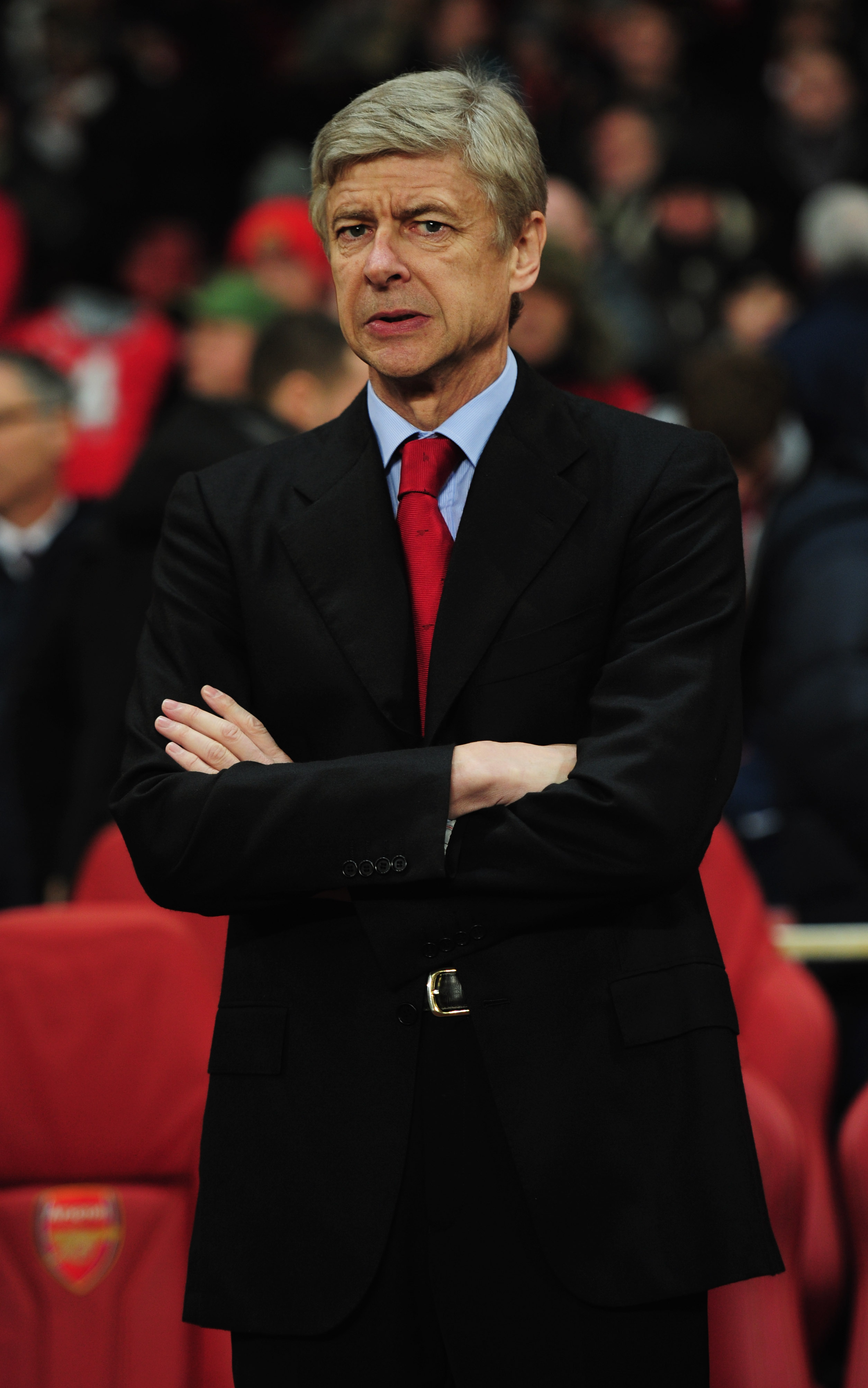 LONDON, ENGLAND - DECEMBER 08:  Arsene Wenger manager of Arsenal looks on prior to the UEFA Champions League Group H match between Arsenal and FK Partizan Belgrade at the Emirates Stadium on December 8, 2010 in London, England.  (Photo by Shaun Botterill/