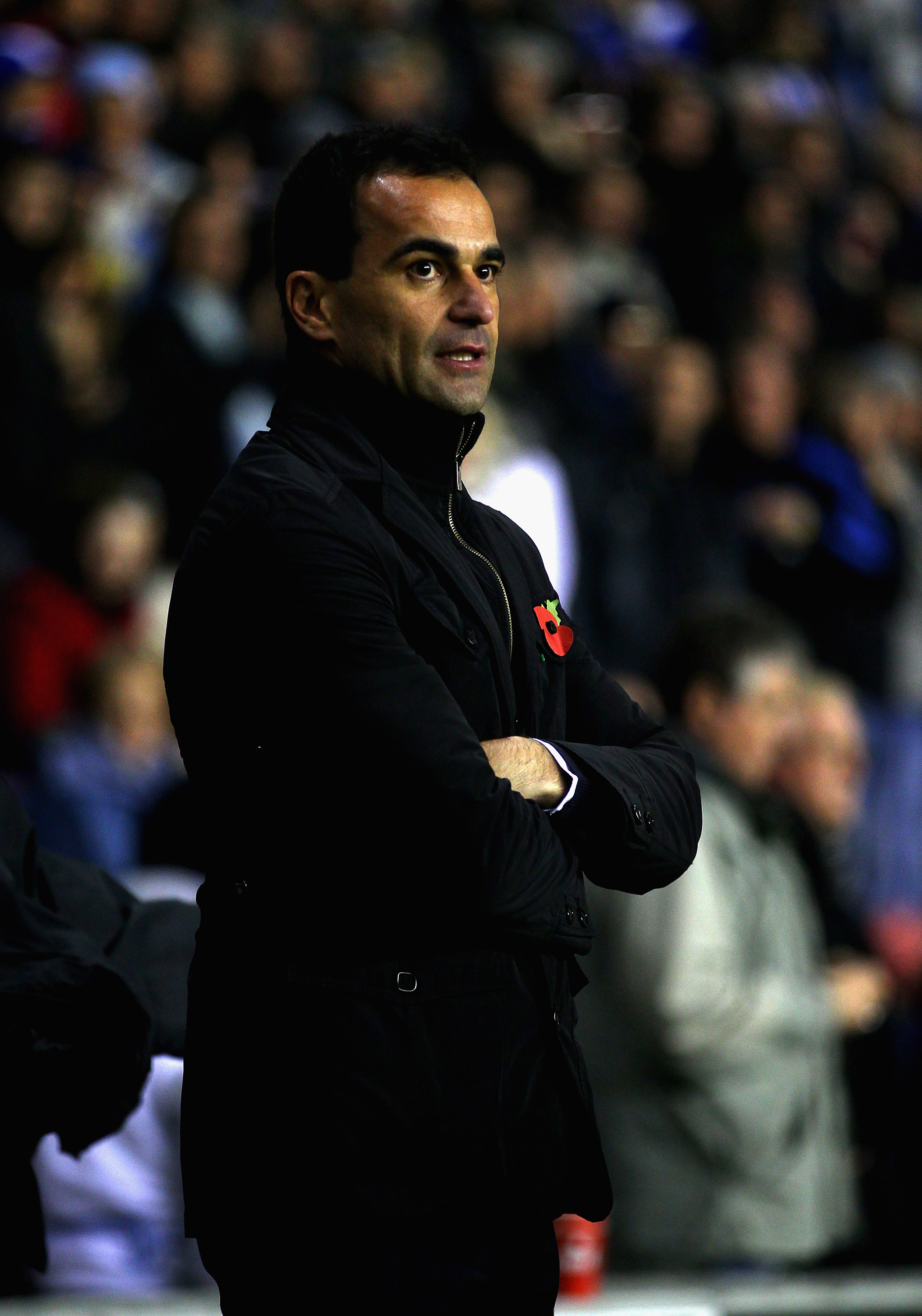 WIGAN, ENGLAND - NOVEMBER 10:  Wigan Athletic manager Roberto Martinez during the Barclays Premier League match between Wigan Athletic and Liverpool at DW Stadium on November 10, 2010 in Wigan, England.  (Photo by Clive Brunskill/Getty Images)
