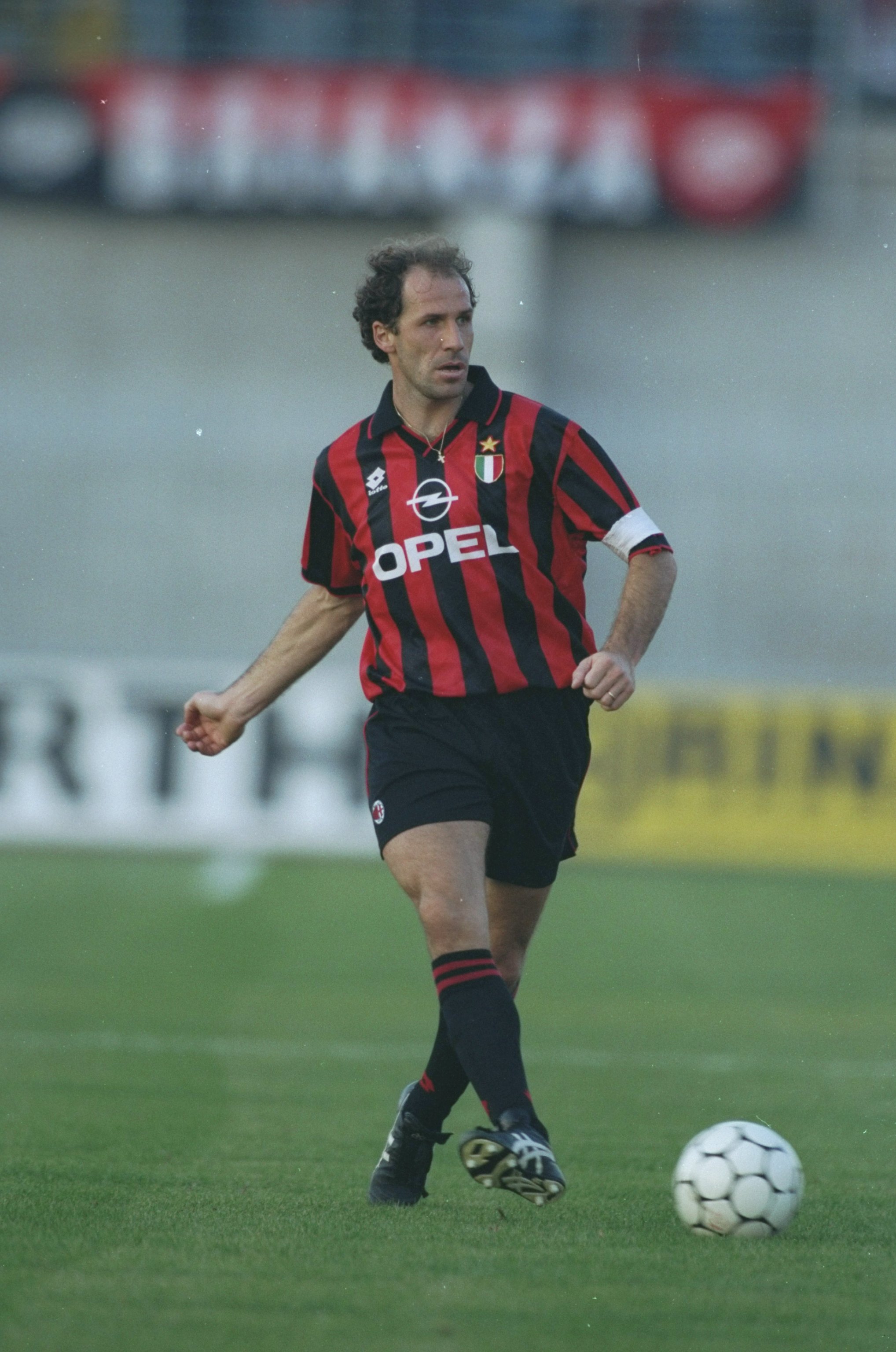 16 Oct 1994:  Franco Baresi of AC Milan in action during a Serie A match against Padova Calcio at the Silvio Appiani Stadium in Padua, Italy. Padova Calcio won the match 2-0. \ Mandatory Credit: Clive  Mason/Allsport