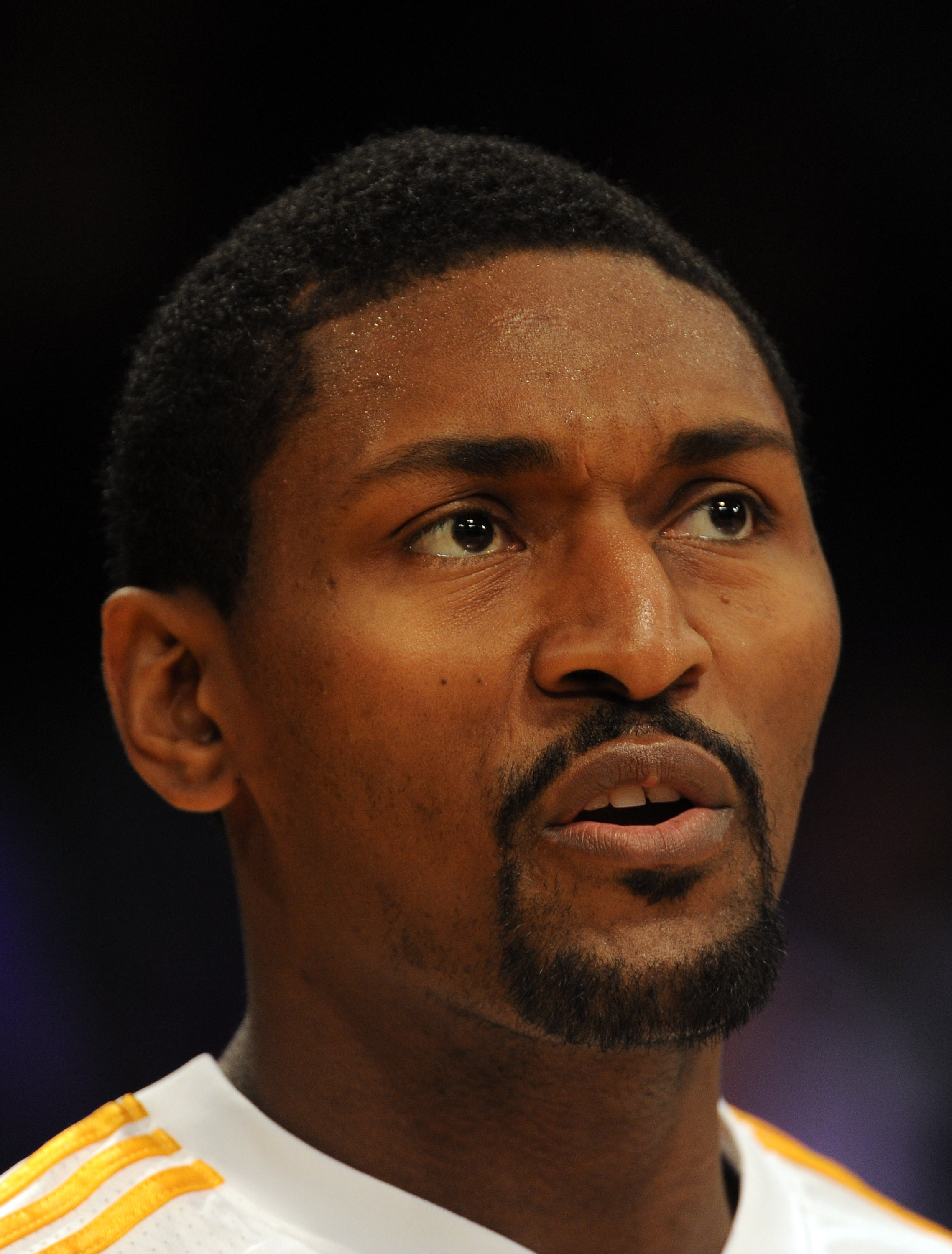 LOS ANGELES, CA - NOVEMBER 07:  Portrait of  Ron Artest #15 of the Los Angeles Lakers before the game against the Portland Trail Blazers at the Staples Center on November 7, 2010 in Los Angeles, California.  NOTE TO USER: User expressly acknowledges and a