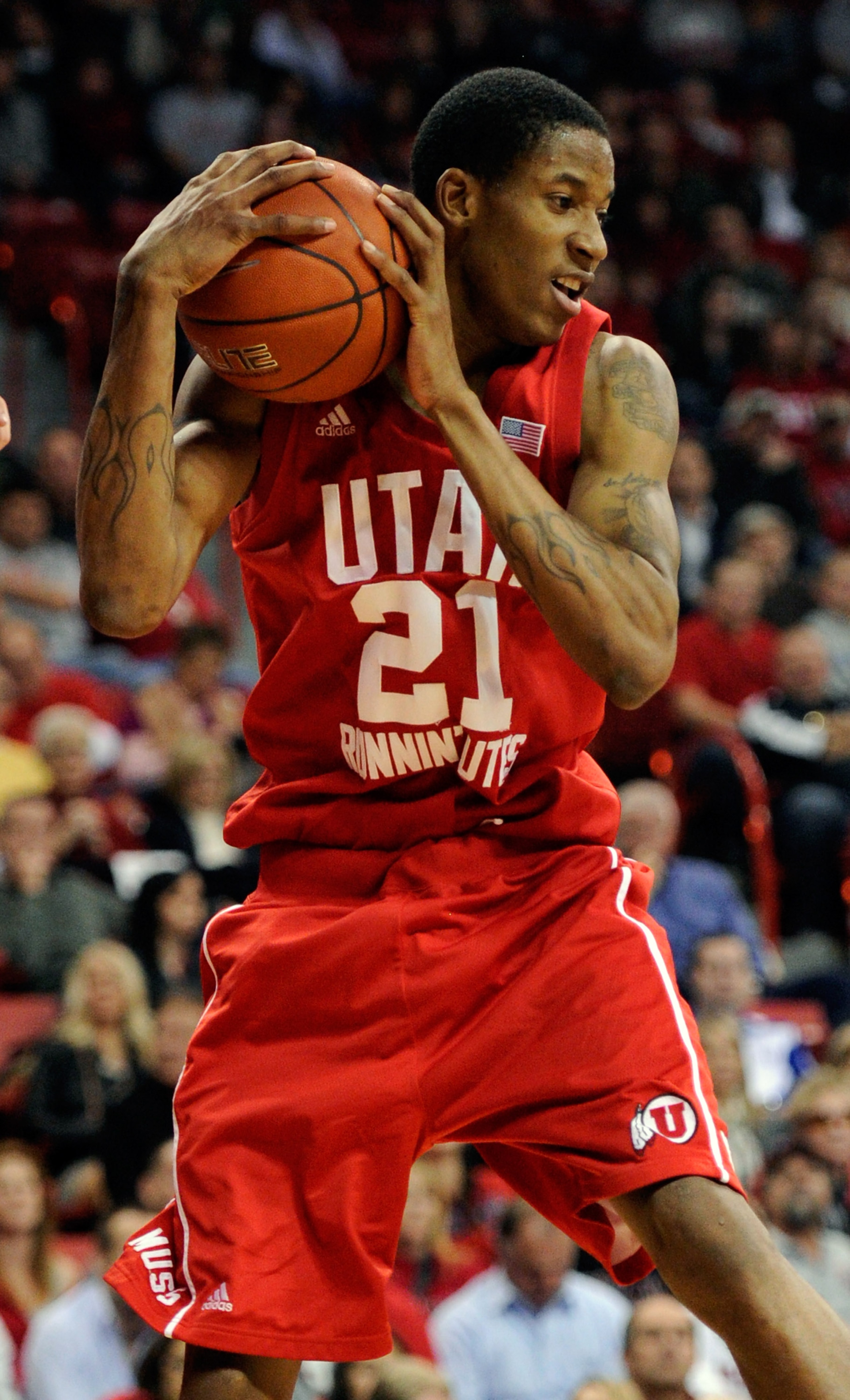 LAS VEGAS, NV - FEBRUARY 02:  Will Clyburn #21 of the Utah Utes grabs a rebound during a game against the UNLV Rebels at the Thomas & Mack Center February 2, 2011 in Las Vegas, Nevada. UNLV won 67-54.  (Photo by Ethan Miller/Getty Images)