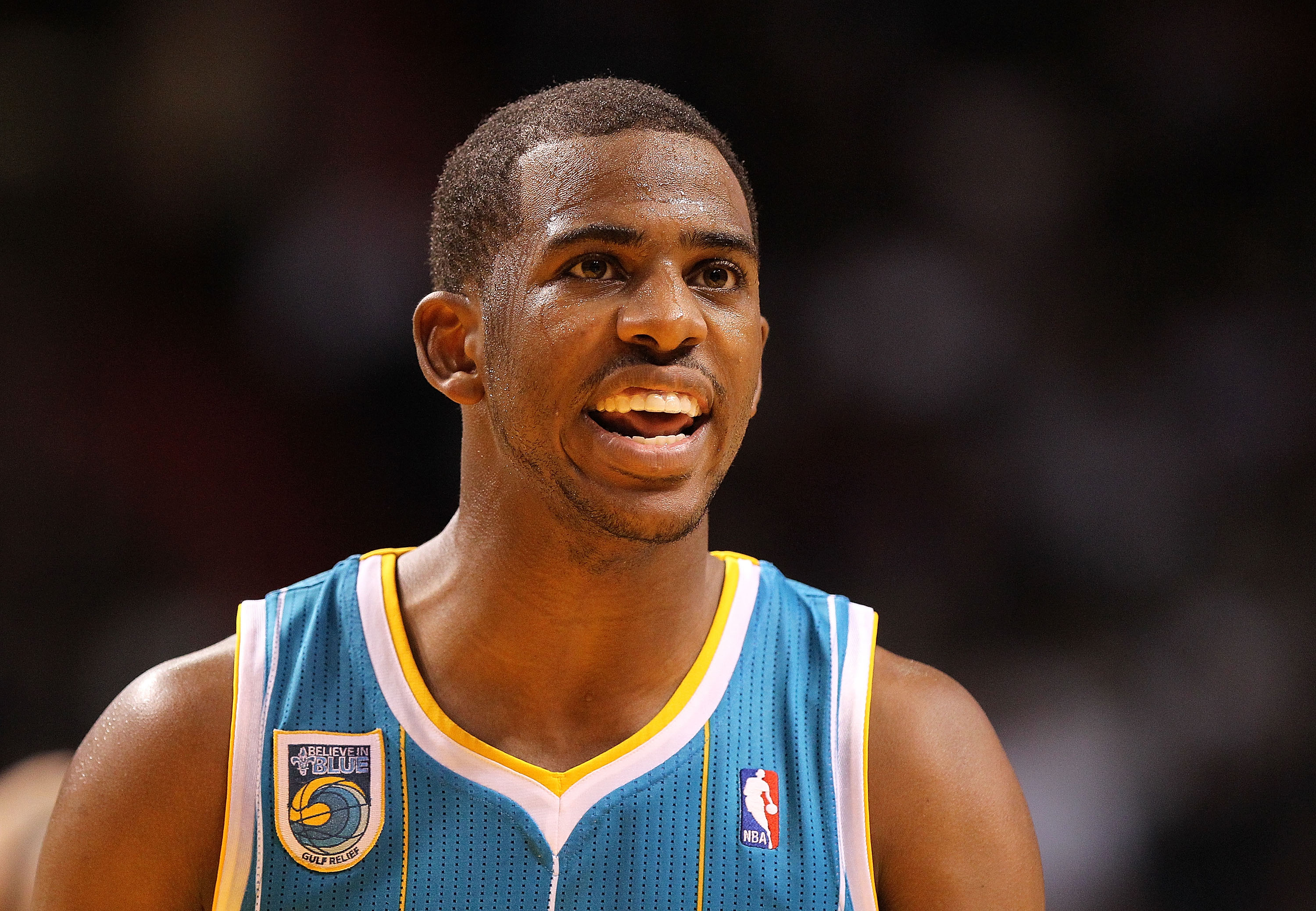MIAMI, FL - DECEMBER 13:  Chris Paul #3 of the New Orleans Hornets waits during a foul shot during a game against the Miami Heat at American Airlines Arena on December 13, 2010 in Miami, Florida. NOTE TO USER: User expressly acknowledges and agrees that,