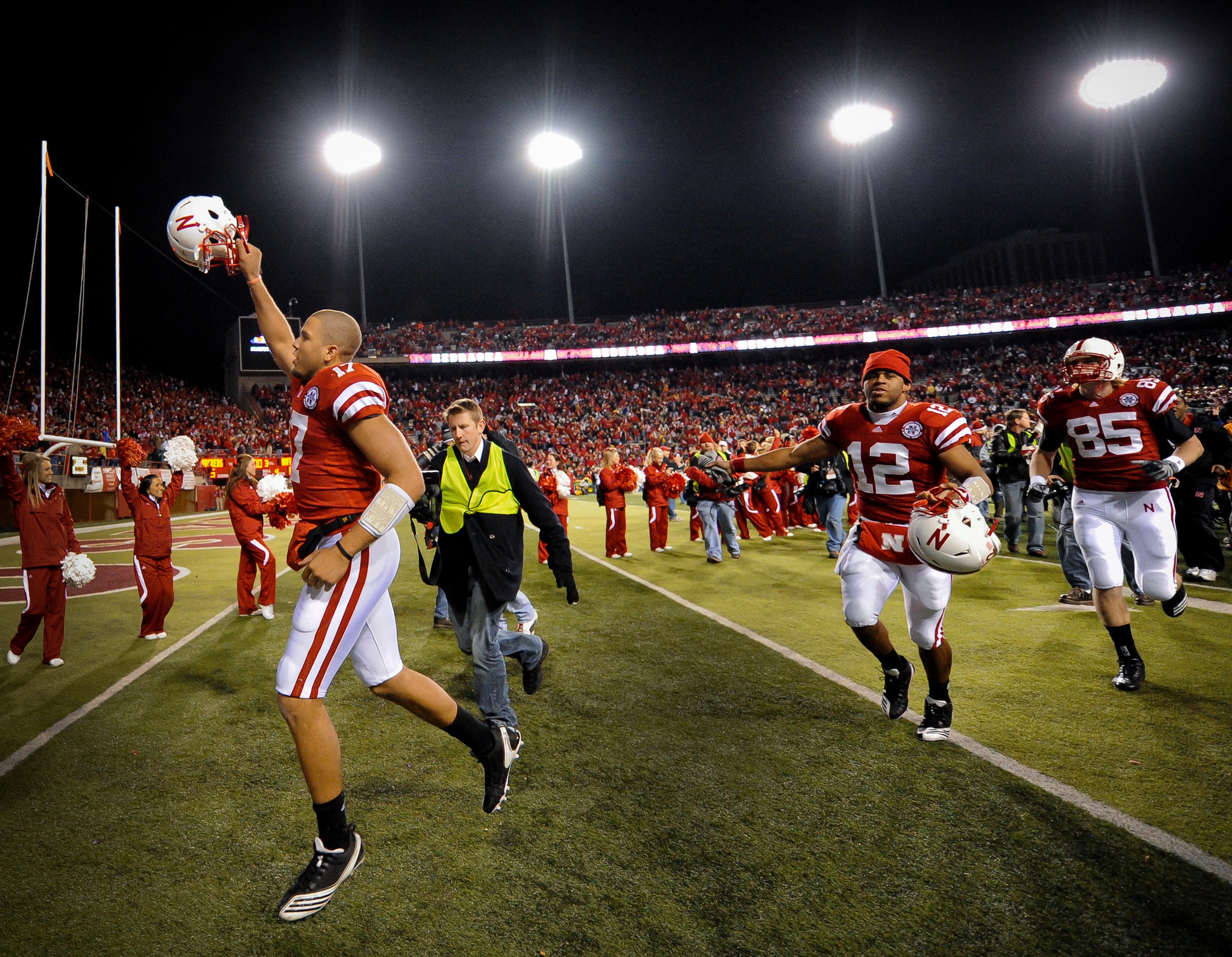 LINCOLN, NE - NOVEMBER 26: Cody Green #17 of the Nebraska Cornhuskers runs off the field after defeating the Colorado Buffalos at Memorial Stadium on November 26, 2010 in Lincoln, Nebraska. Nebraska defeated Colorado 45-17. (Photo by Eric Francis/Getty Im