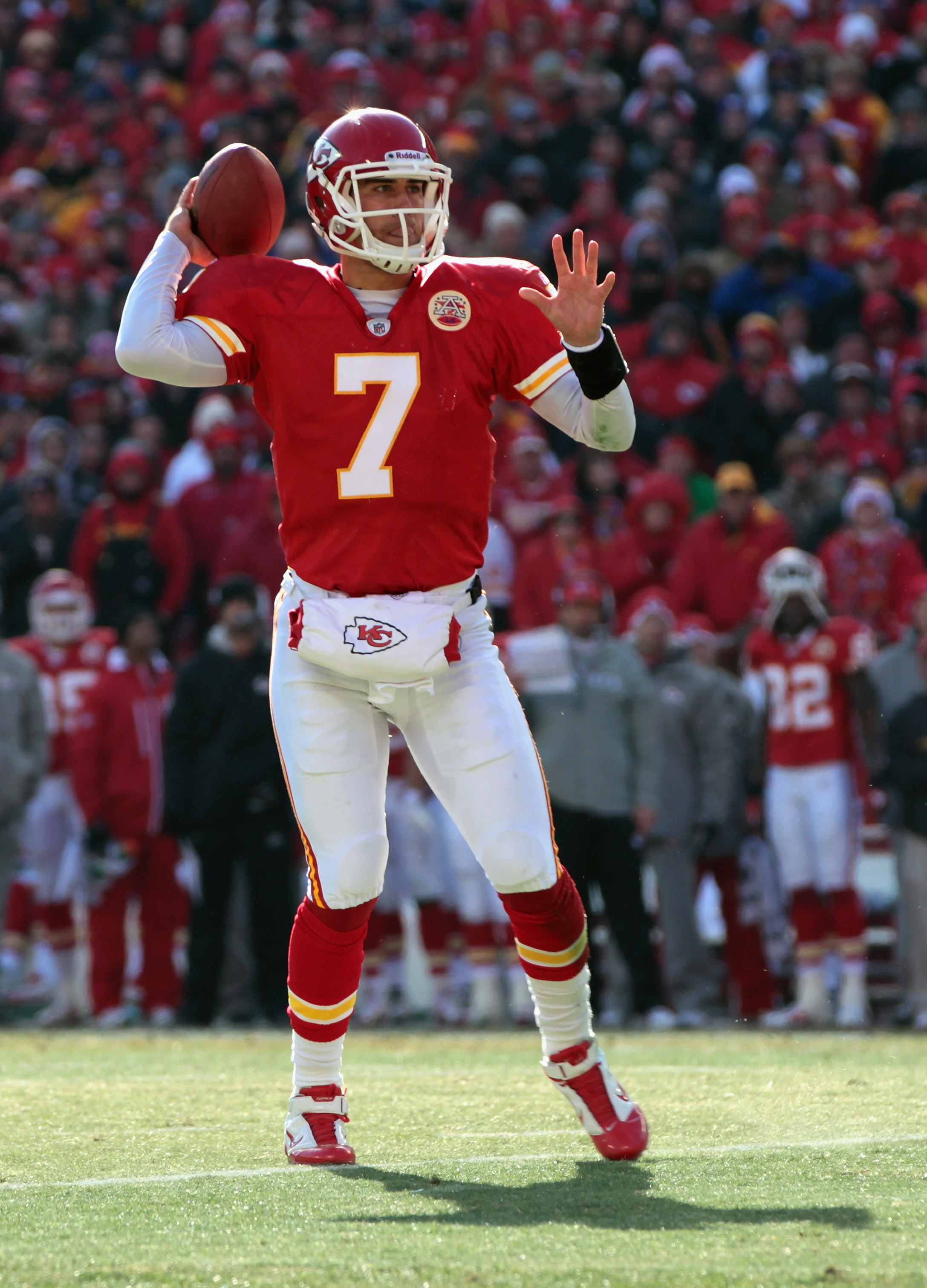 KANSAS CITY, MO - DECEMBER 05:  Quarterback Matt Cassel #7 of the Kansas City Chiefs in action during the game against the Denver Broncos on December 5, 2010 at Arrowhead Stadium in Kansas City, Missouri.  (Photo by Jamie Squire/Getty Images)