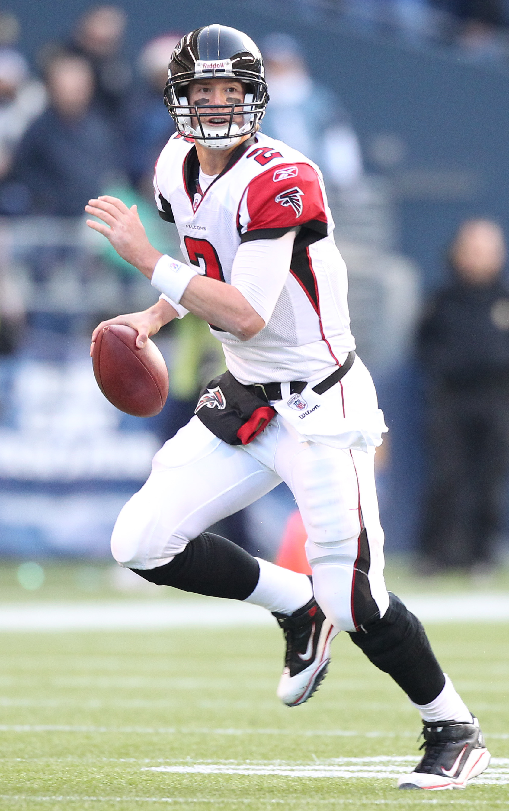 SEATTLE, WA - DECEMBER 19:  Quarterback Matt Ryan #2 of the Atlanta Falcons rushes against the Seattle Seahawks at Qwest Field on December 19, 2010 in Seattle, Washington. (Photo by Otto Greule Jr/Getty Images)